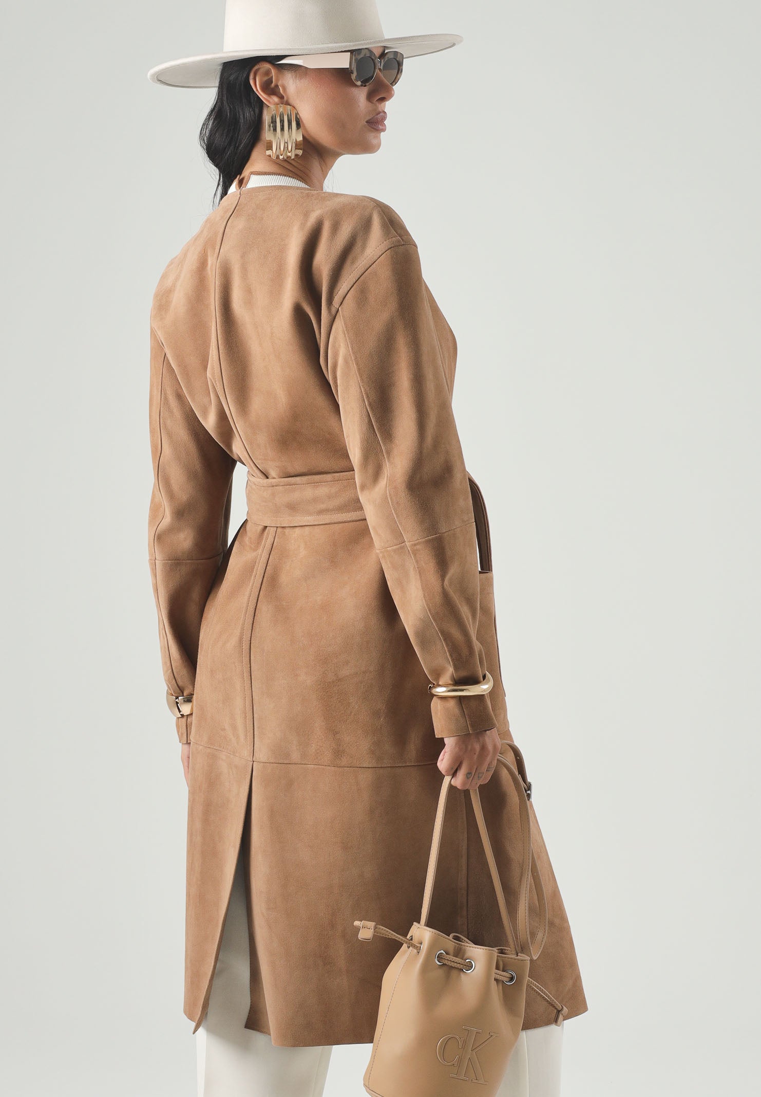 MAX MARA STUDIO Spoverino MSTPORTICI, -cammello/beige, da donna in pelle scamosciata<BR/> 2626476011600 002 MAX MARA