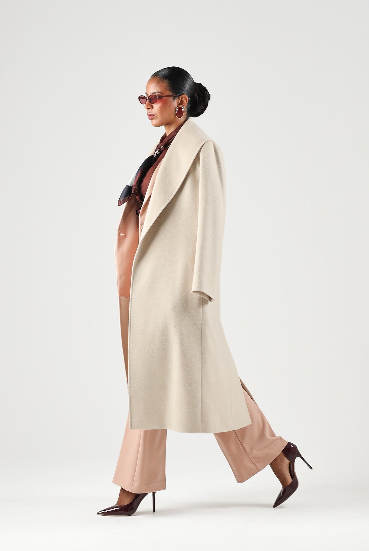 MAX MARA Cappotto MSTLORIANA ecru-beige chiaro da donna con design tinta unita e cintura in vita. 2626016202600 048 MAX MARA STUDIO