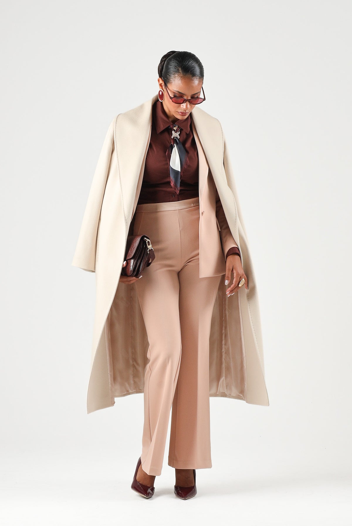 MAX MARA Cappotto MSTLORIANA ecru-beige chiaro da donna con design tinta unita e cintura in vita. 2626016202600 048 MAX MARA STUDIO