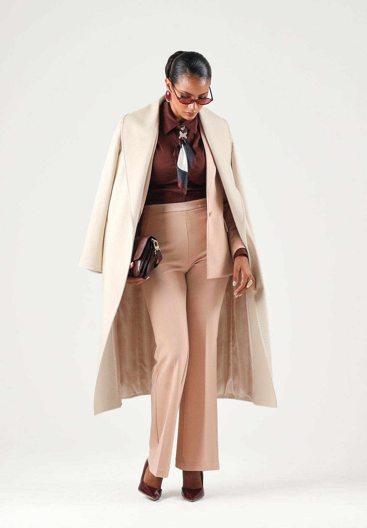 MAX MARA Cappotto MSTLORIANA ecru-beige chiaro da donna con design tinta unita e cintura in vita. 2626016202600 048 MAX MARA STUDIO