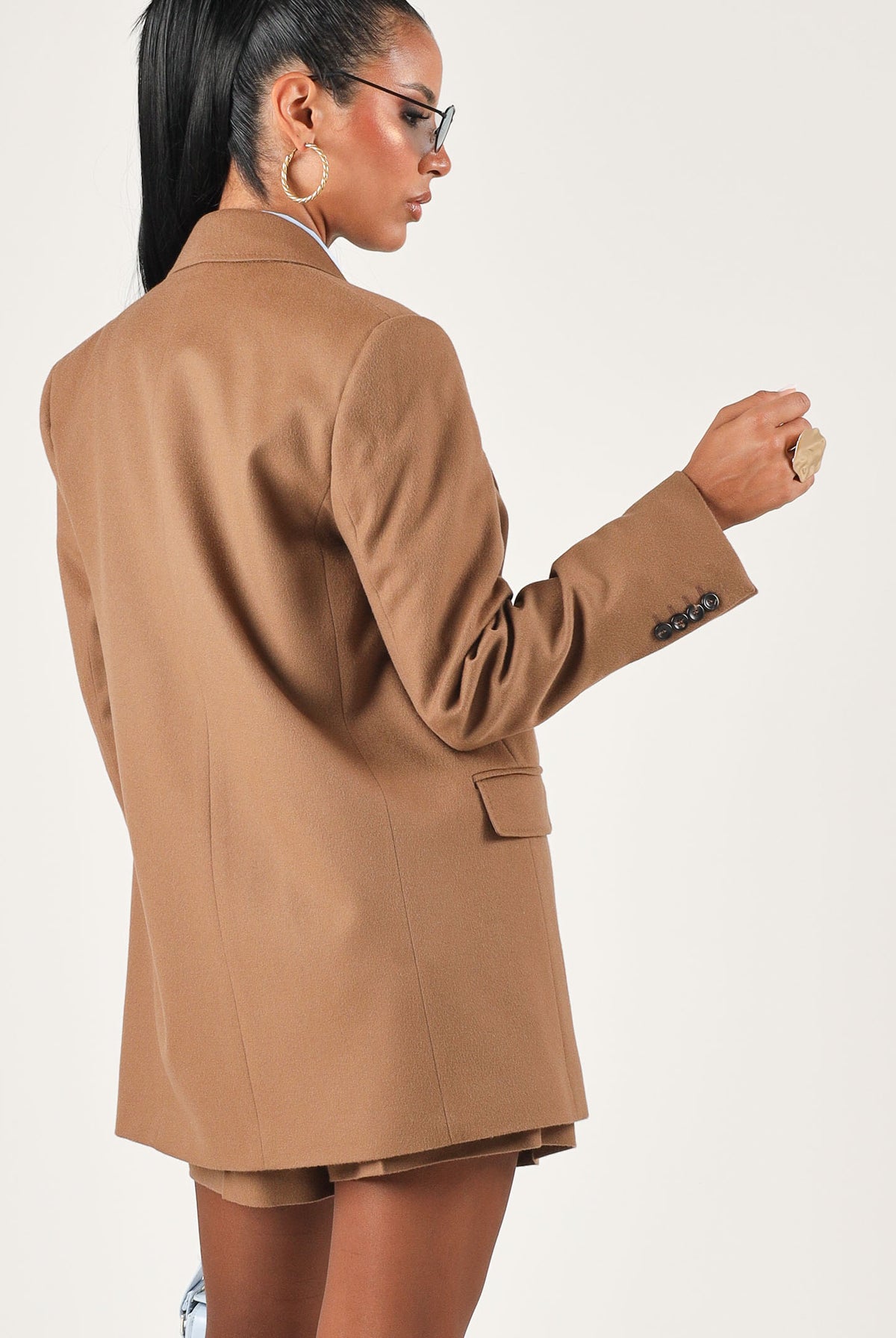 MAX MARA STUDIO Giacca blazer doppiopetto cuoio per donna con ampi risvolti a lancia 2626046032600 025 MAX MARA STUDIO