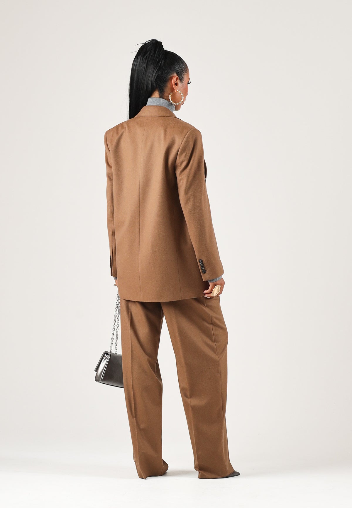 MAX MARA STUDIO Giacca blazer doppiopetto cuoio per donna tessuto in lana spazzolata effetto scamosciato 2626046032600 025 MAX MARA STUDIO