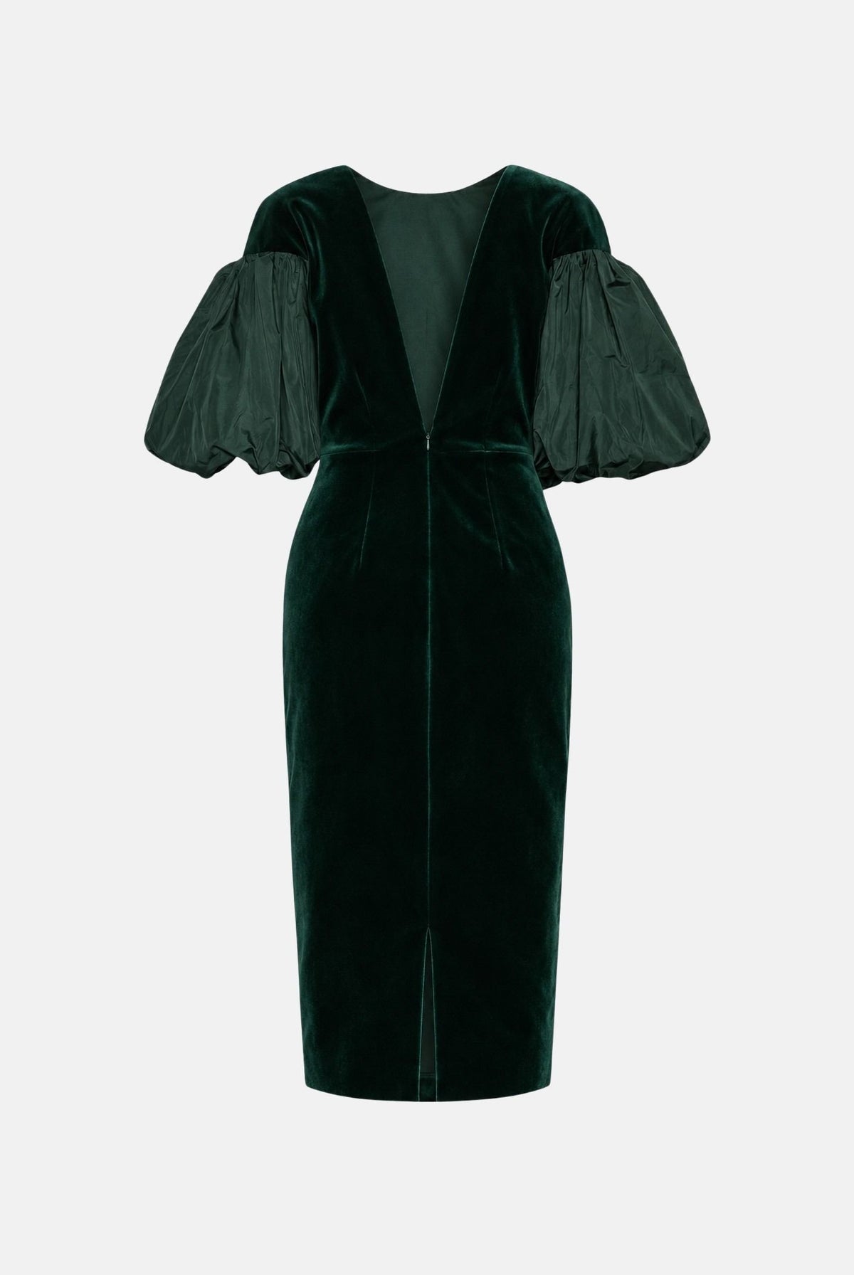 MAX MARA STUDIO Abito midi MSETROPICO verde smeraldo per donna con corpetto in velluto e maniche balloon semitrasparenti. 2626226014600 021 MAX MARA STUDIO