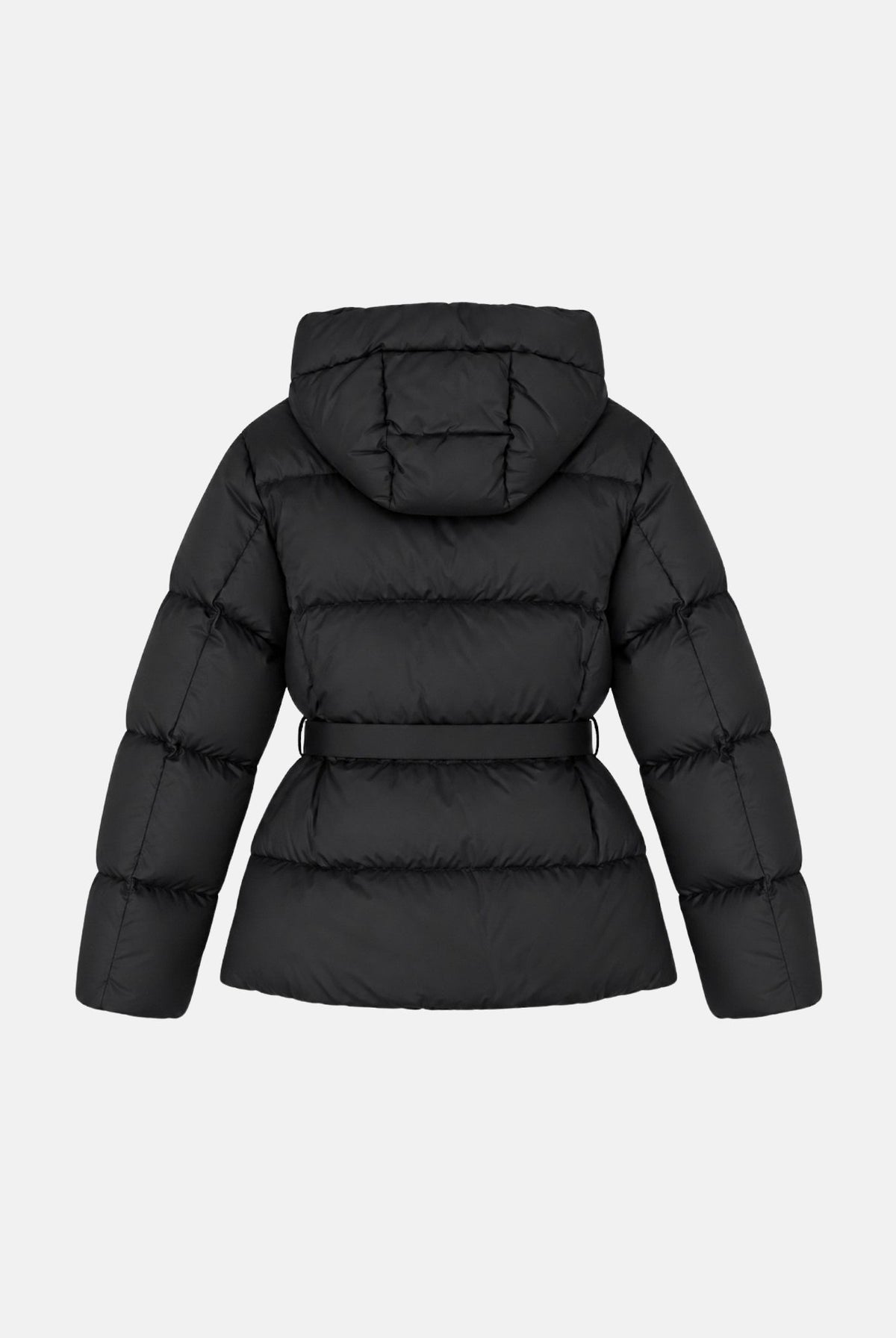MAX MARA STUDIO Piumino MSTLANA nero per donna con cappuccio avvolgente e cintura elastica in vita impreziosita 2626486022600 005 MAX MARA STUDIO