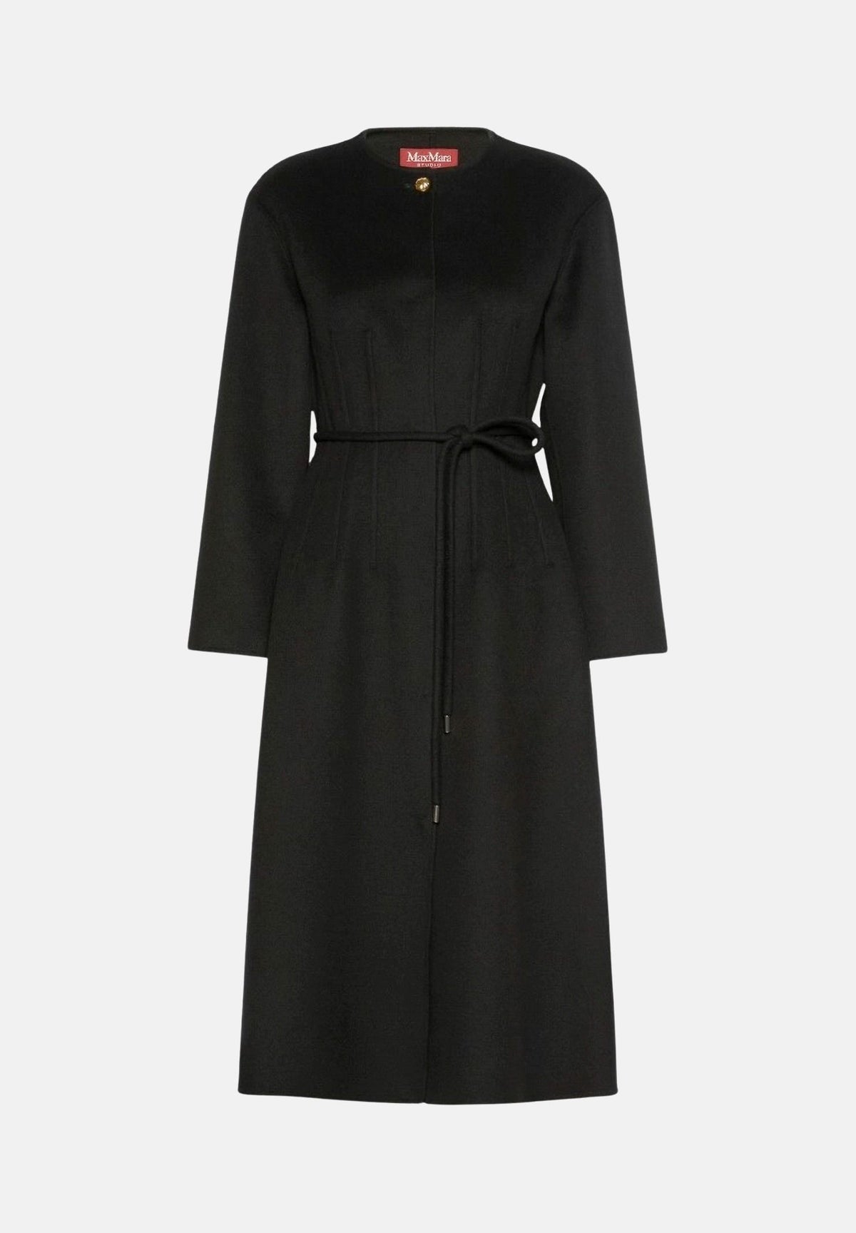 MAX MARA Cappotto lungo nero in cachemire e seta da donna, con cintura<BR/> 2626016011600 007 MAX MARA STUDIO