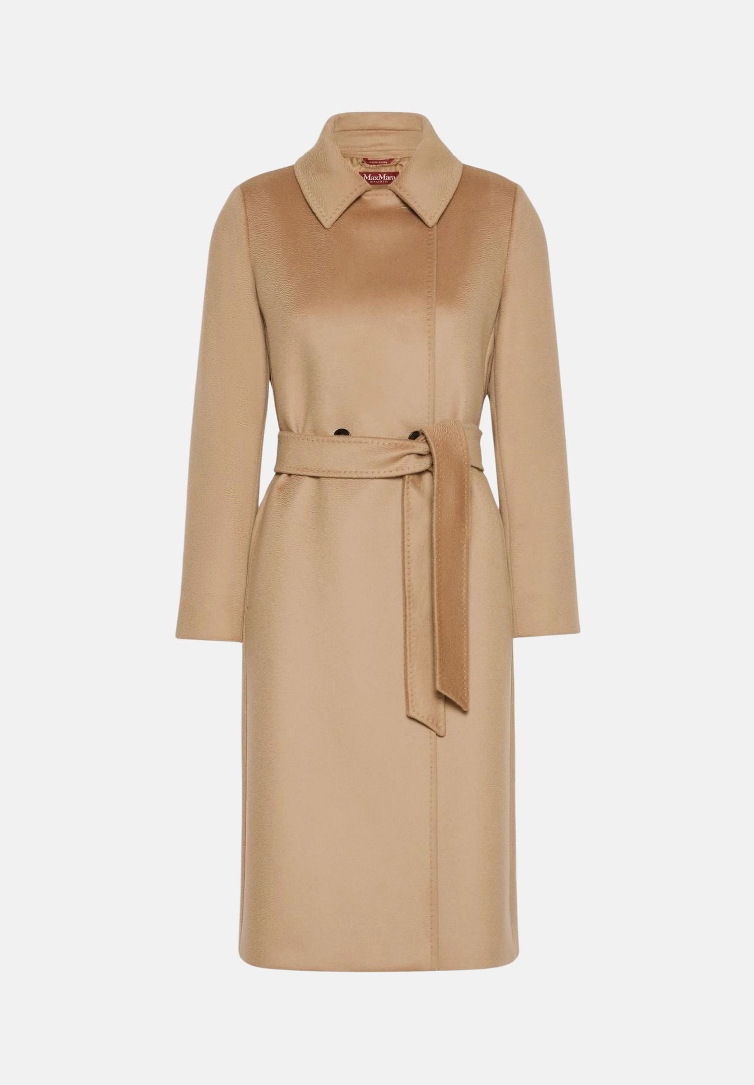 MAX MARA STUDIO Cappotto BCOLLAG a vestaglia, in lana cammello-beige, da donna con cinturino<BR/> 2626016061600 006 MAX MARA