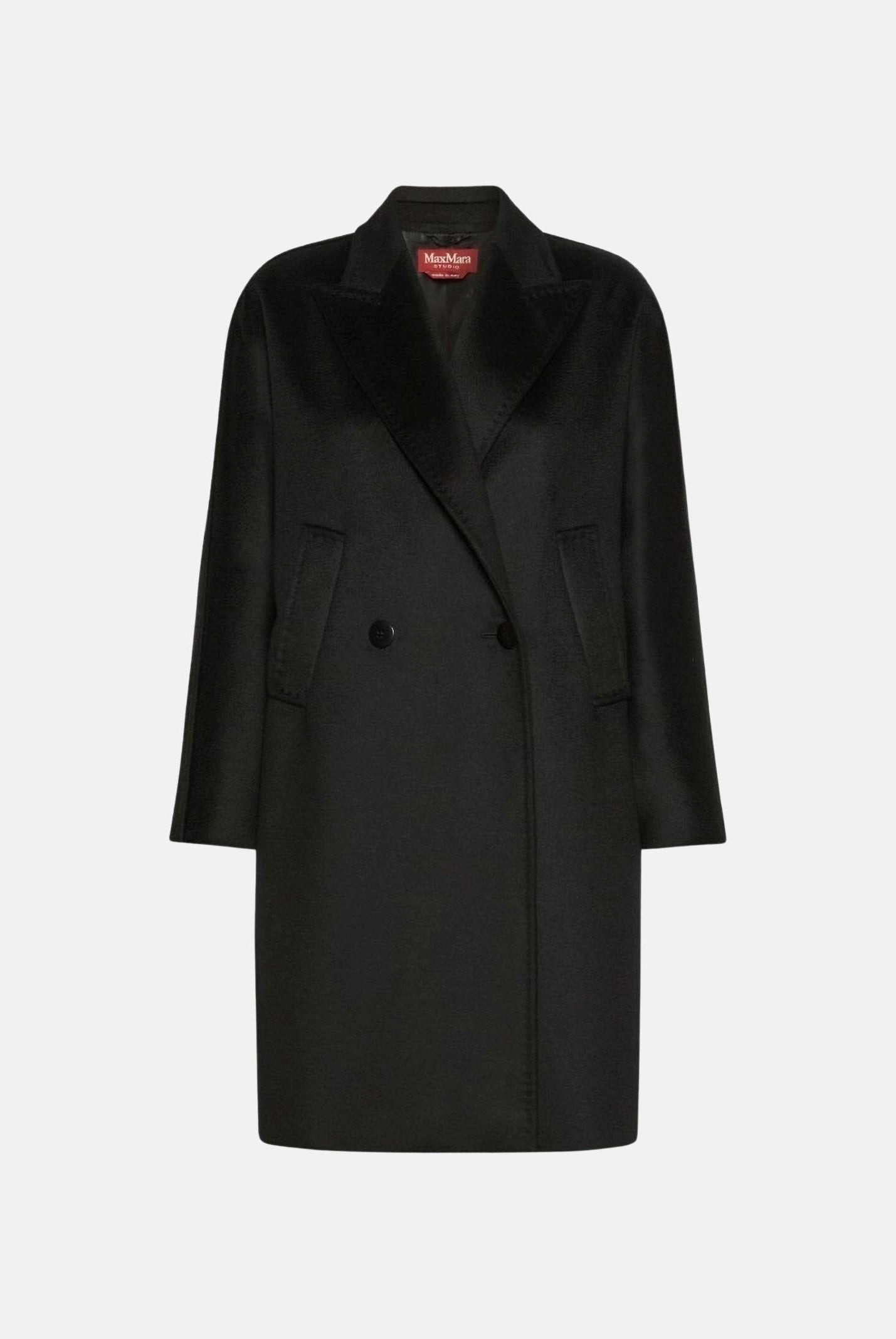 MAX MARA STUDIO Cappotto MSTMASTRO doppiopetto in drap lana, nero, da donna<BR/> 2626016071600 013 MAX MARA