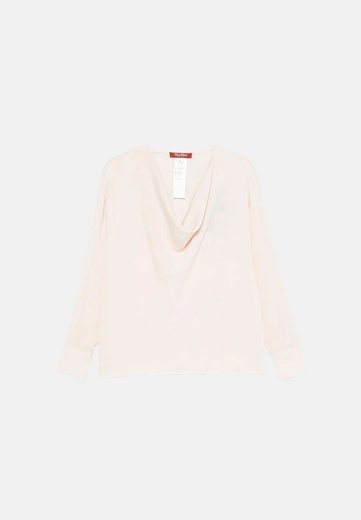 MAX MARA STUDIO Blusa MSTOTTIMO beige chiaro da donna con scollo drappeggiato a cascata.<BR/> 2626196015600 082 MAX MARA STUDIO