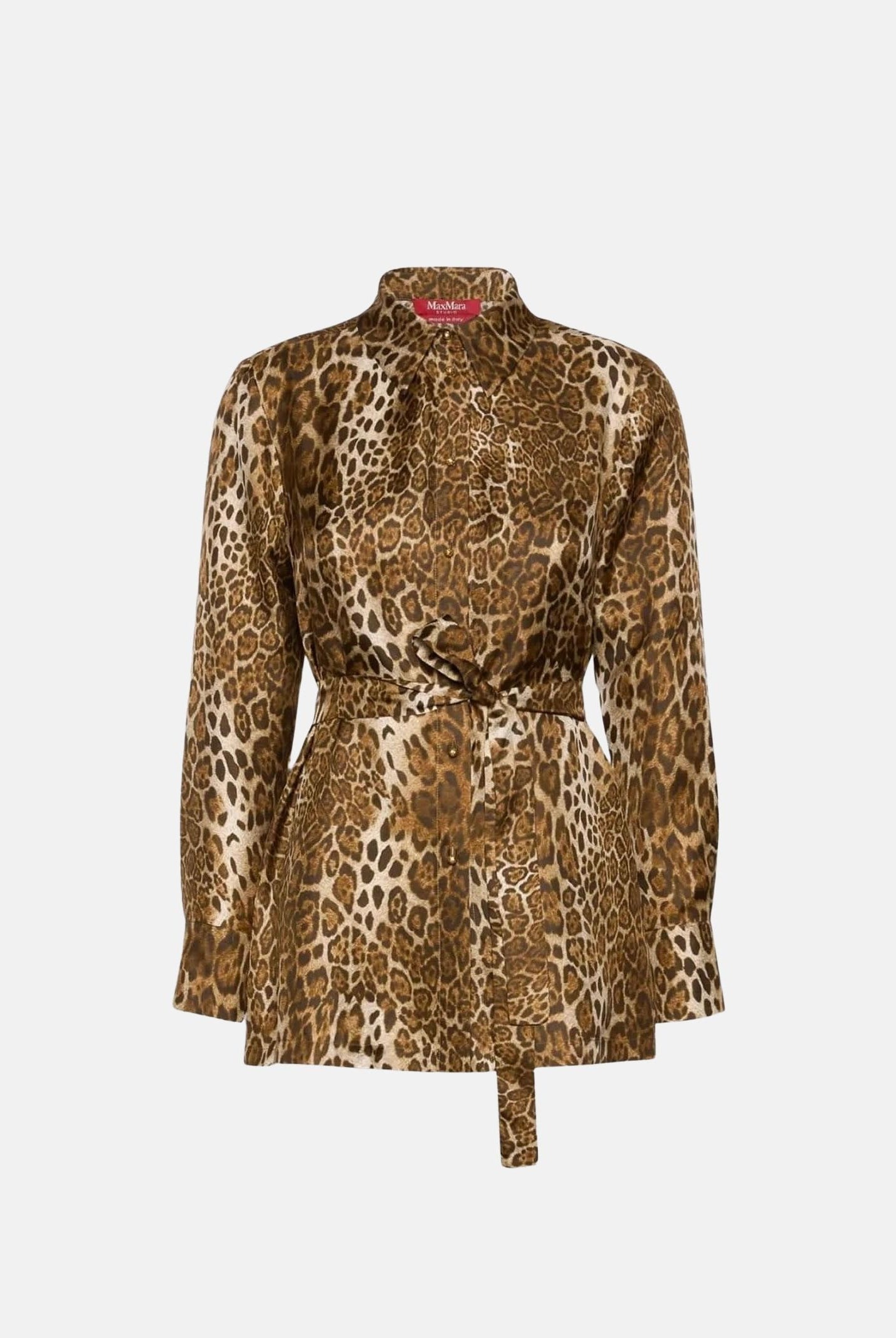 MAX MARA STUDIO Camicia MSTAFFARRI marrone da donna con stampa animalier all-over<BR/> 2626196031600 001 MAX MARA