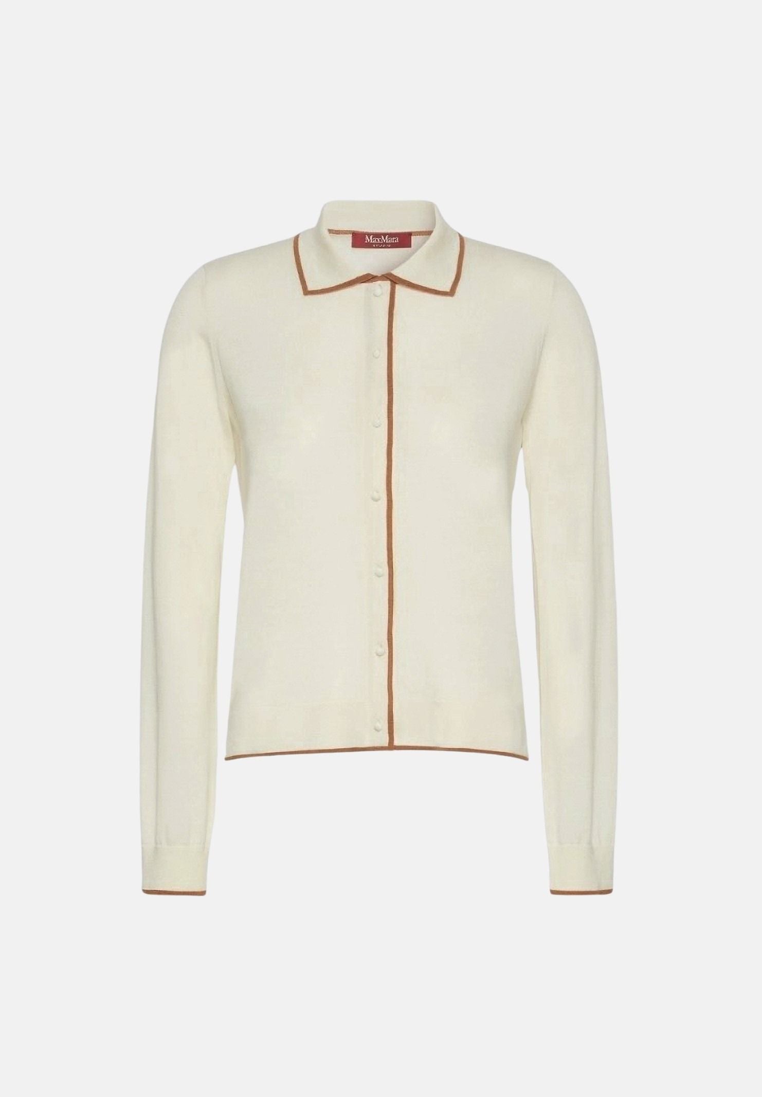 MAX MARA Cardigan MSTTARGA bianco con dettagli beige da donna con profili intarsiati 2626346011600 012 MAX MARA
