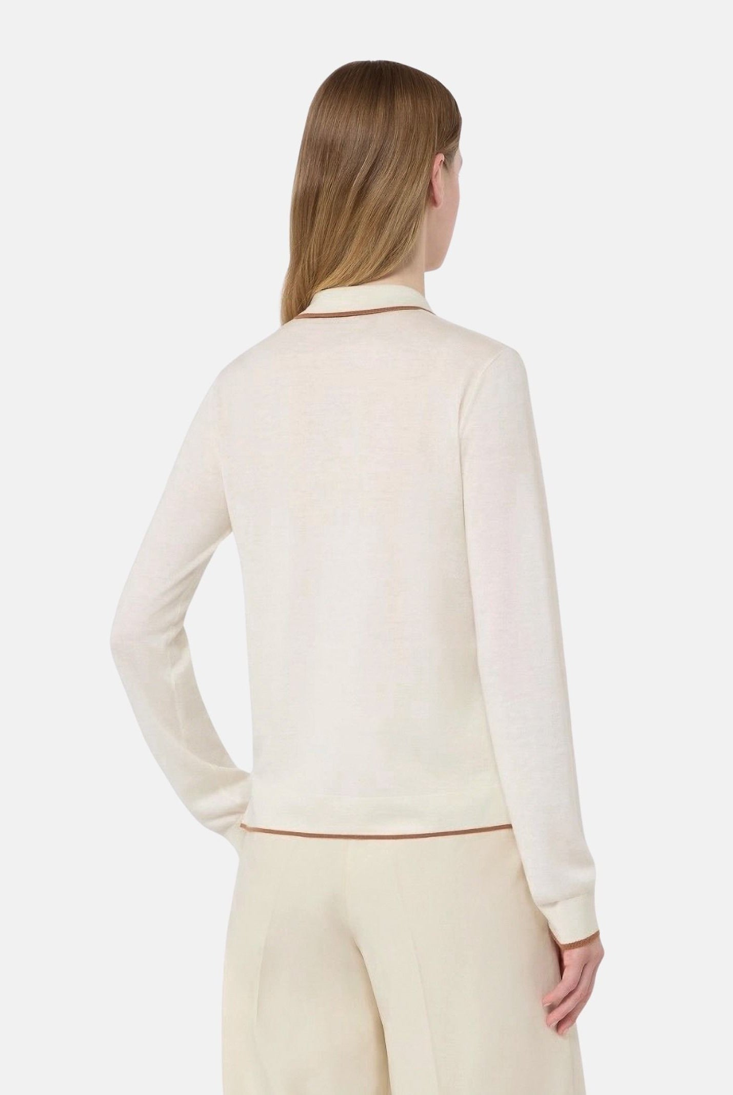 MAX MARA Cardigan MSTTARGA bianco con dettagli beige da donna con profili intarsiati 2626346011600 012 MAX MARA