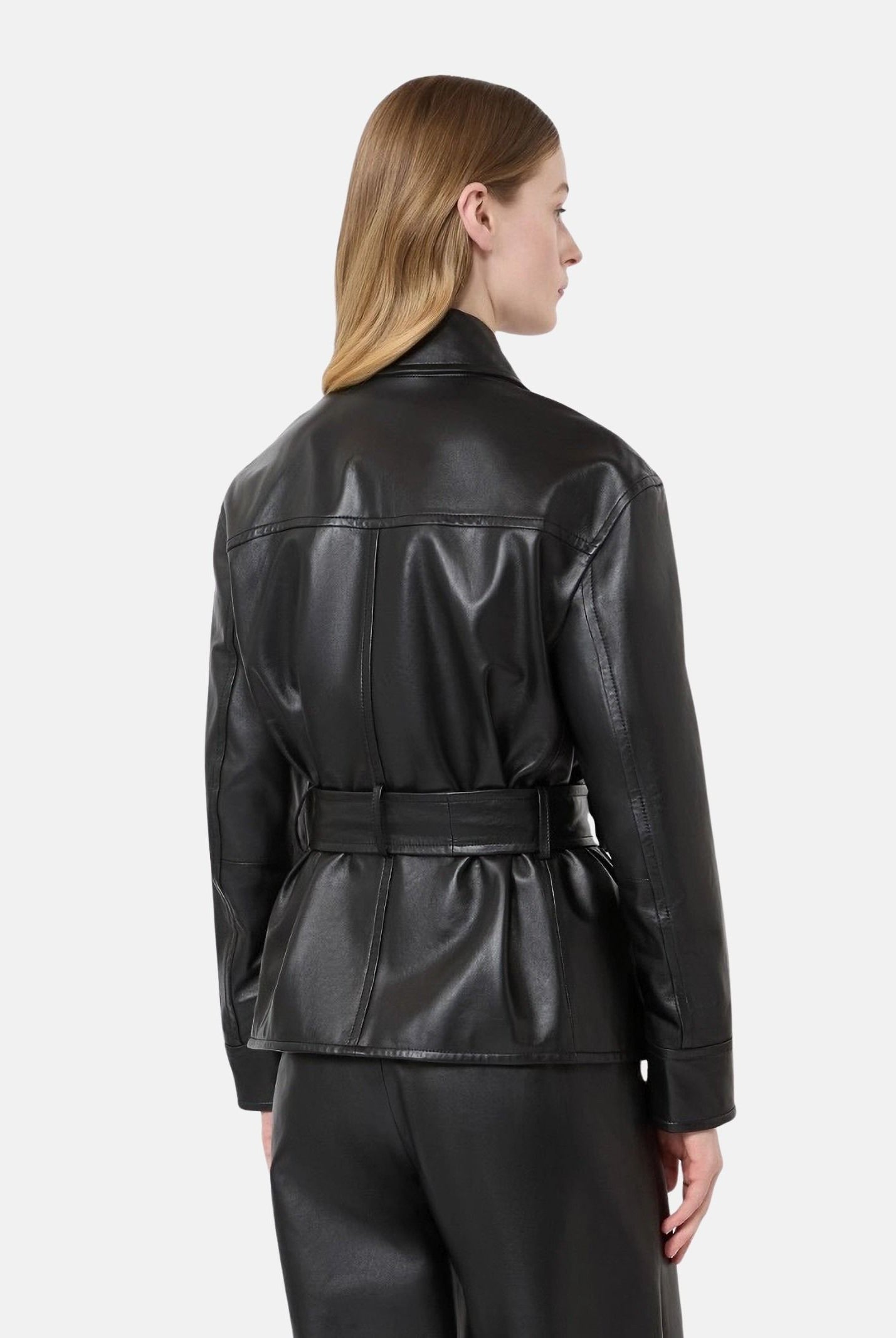 MAX MARA Giubbotto MSTGIUSTO biker in pelle nera da donna con cinturino 2626446011600 004 MAX MARA