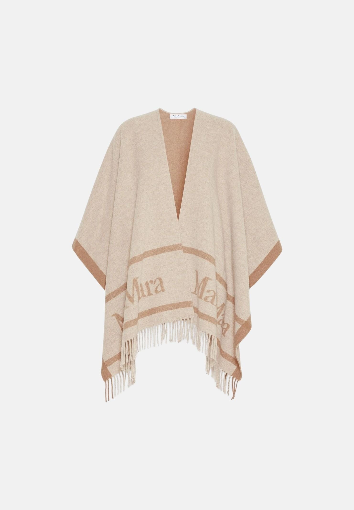 MAX MARA STUDIO Mantella MST PIRANIA casha beige da donna con frange sul fondo<BR/> 2626546021600 001 MAX MARA