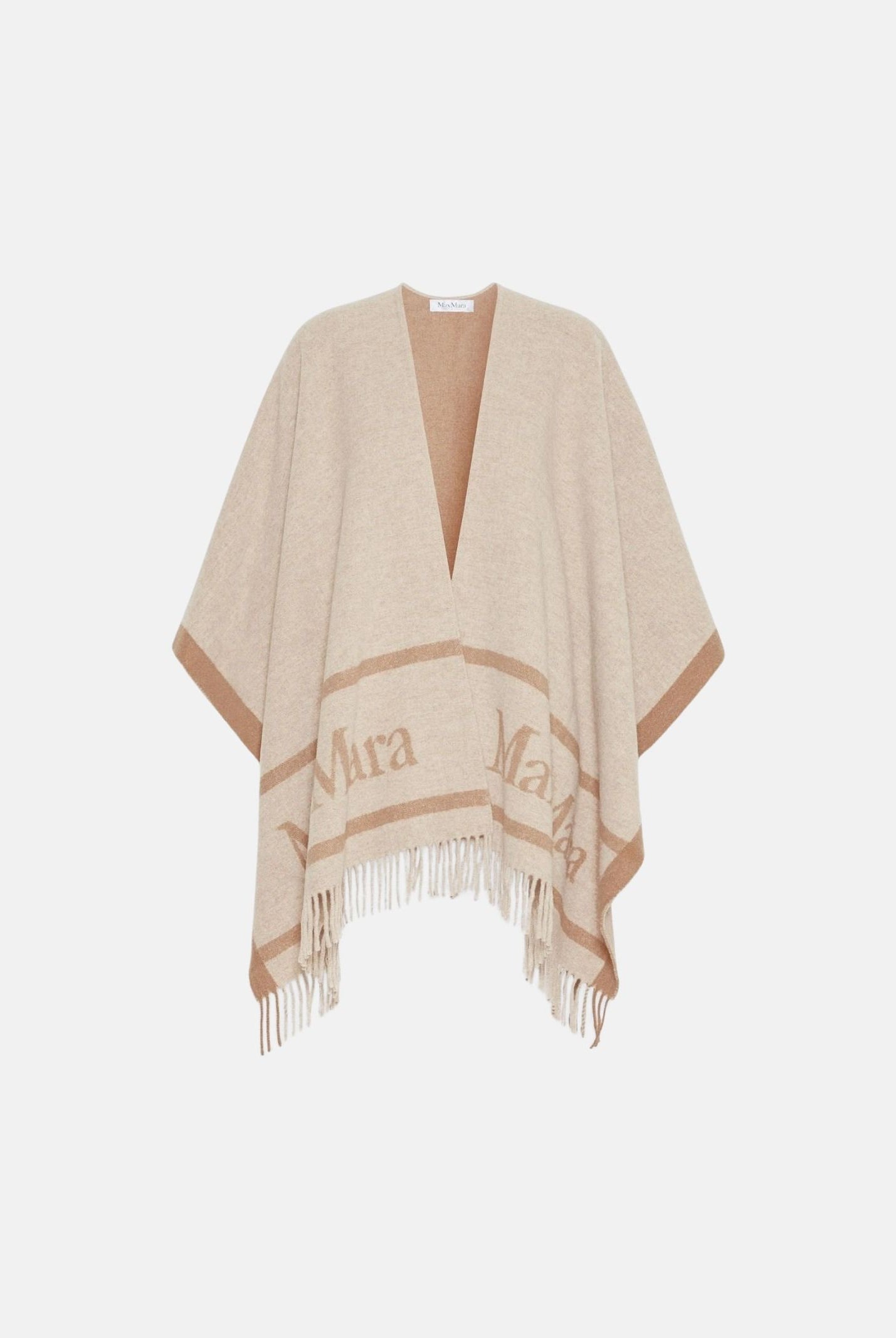 MAX MARA STUDIO Mantella MST PIRANIA casha beige da donna con frange sul fondo<BR/> 2626546021600 001 MAX MARA