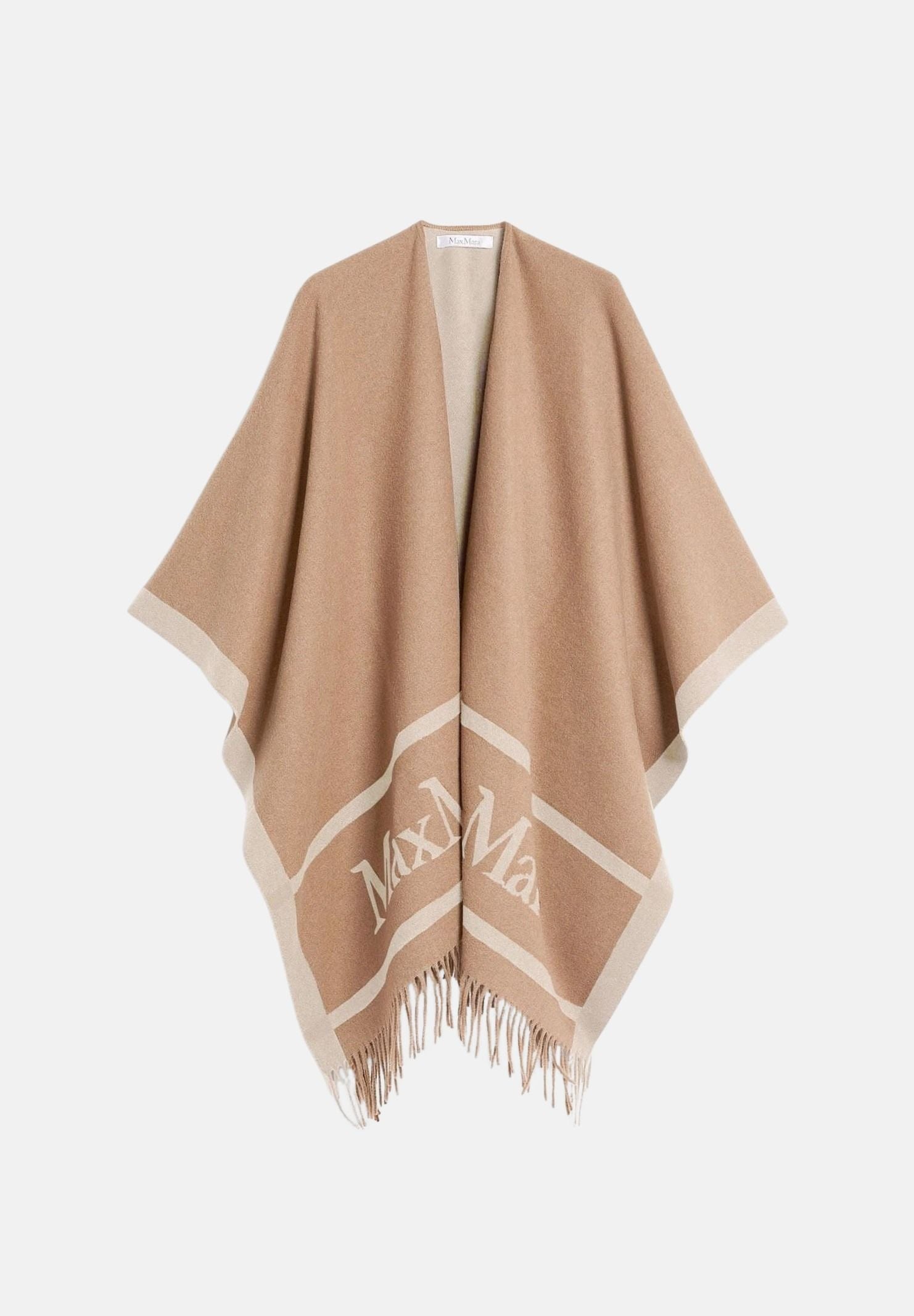 MAX MARA STUDIO Mantella MST PIRANIA cammell-beige da donna con finiture sfrangiate<BR/> 2626546021600 002 MAX MARA