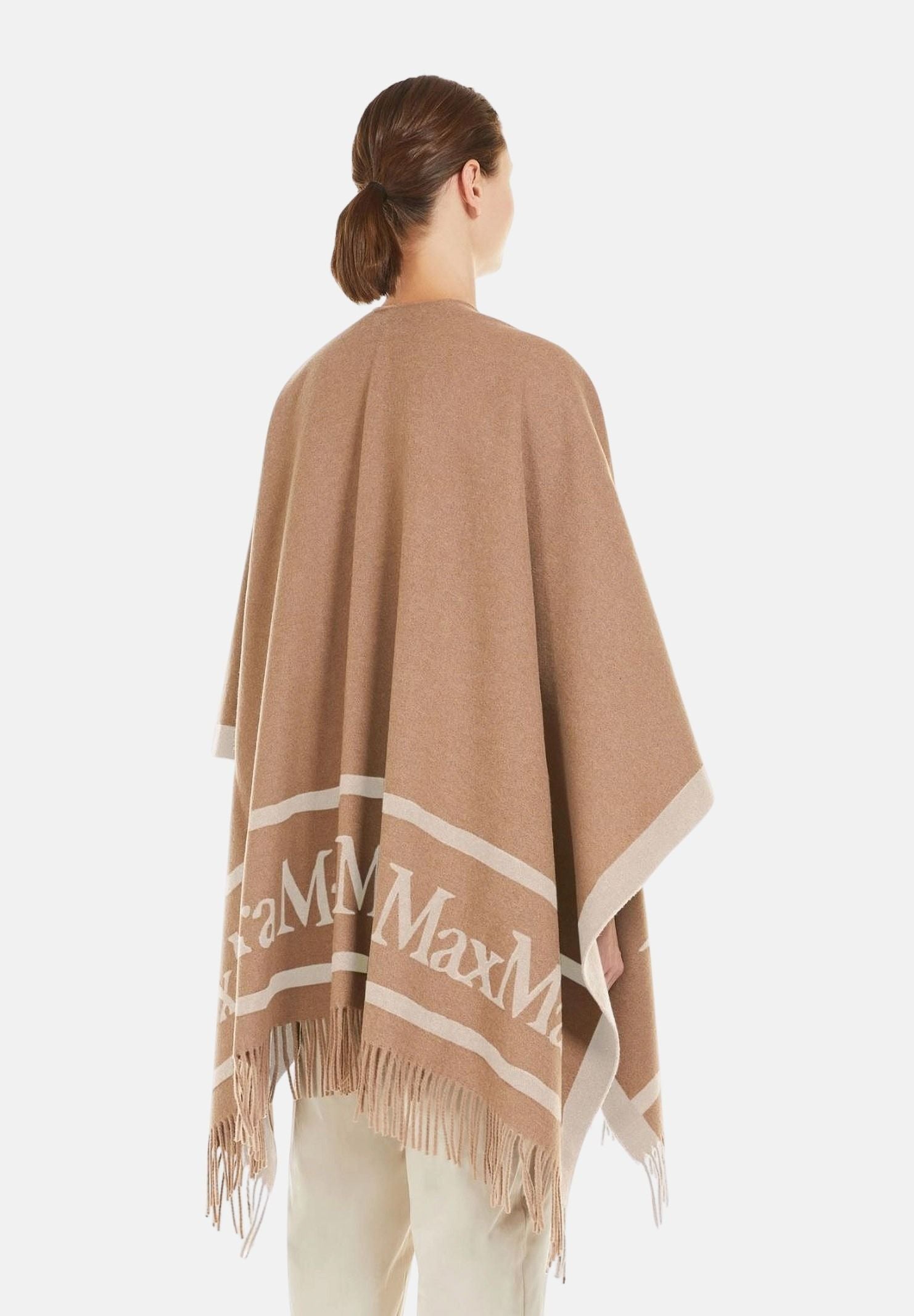 MAX MARA STUDIO Mantella MST PIRANIA cammell-beige da donna con finiture sfrangiate<BR/> 2626546021600 002 MAX MARA