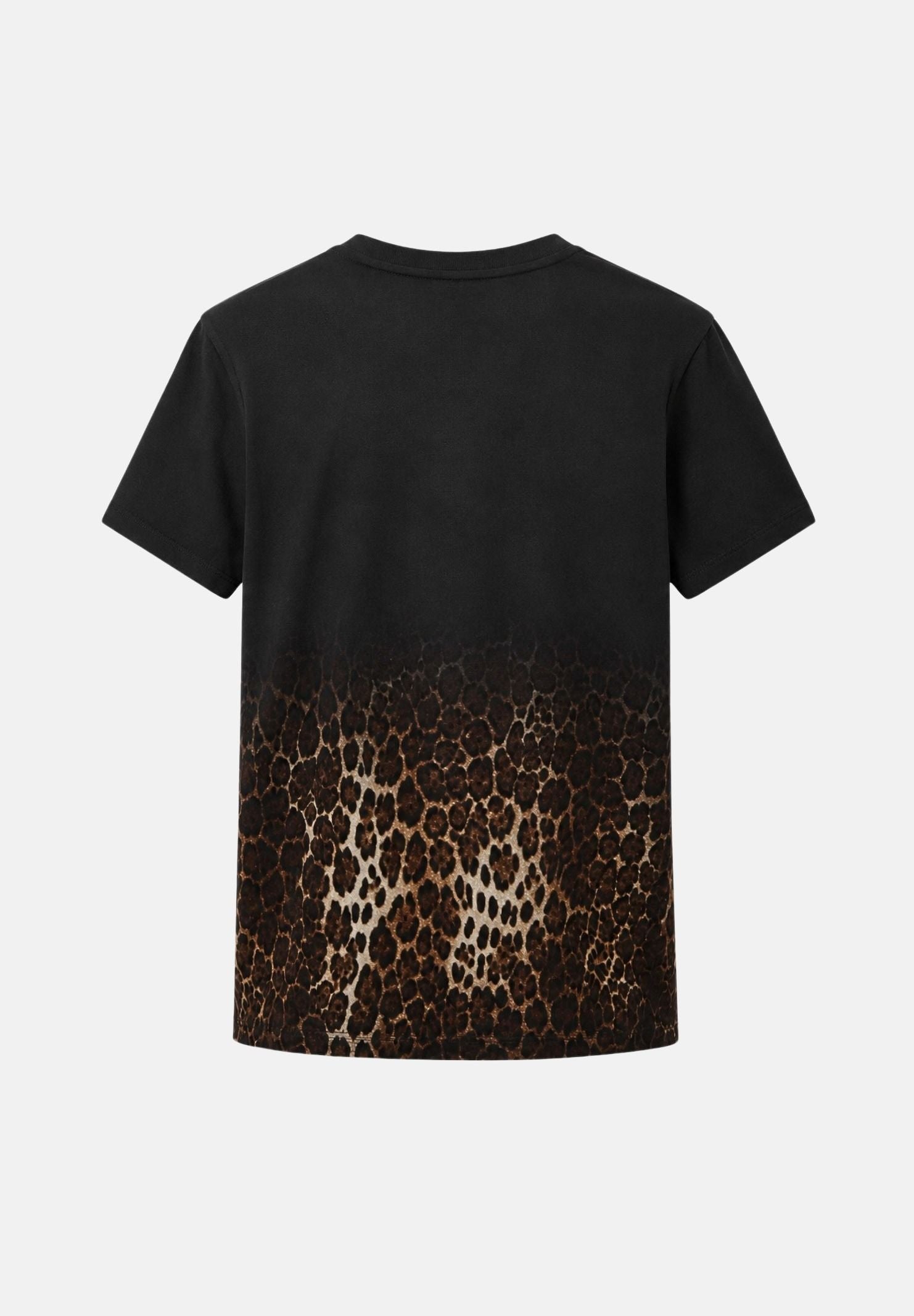 MAX MARA STUDIO T-shirt girocollo nera-marrone da donna con motivo leopardato sfumato sul fondo 2626976011600 005 MAX MARA