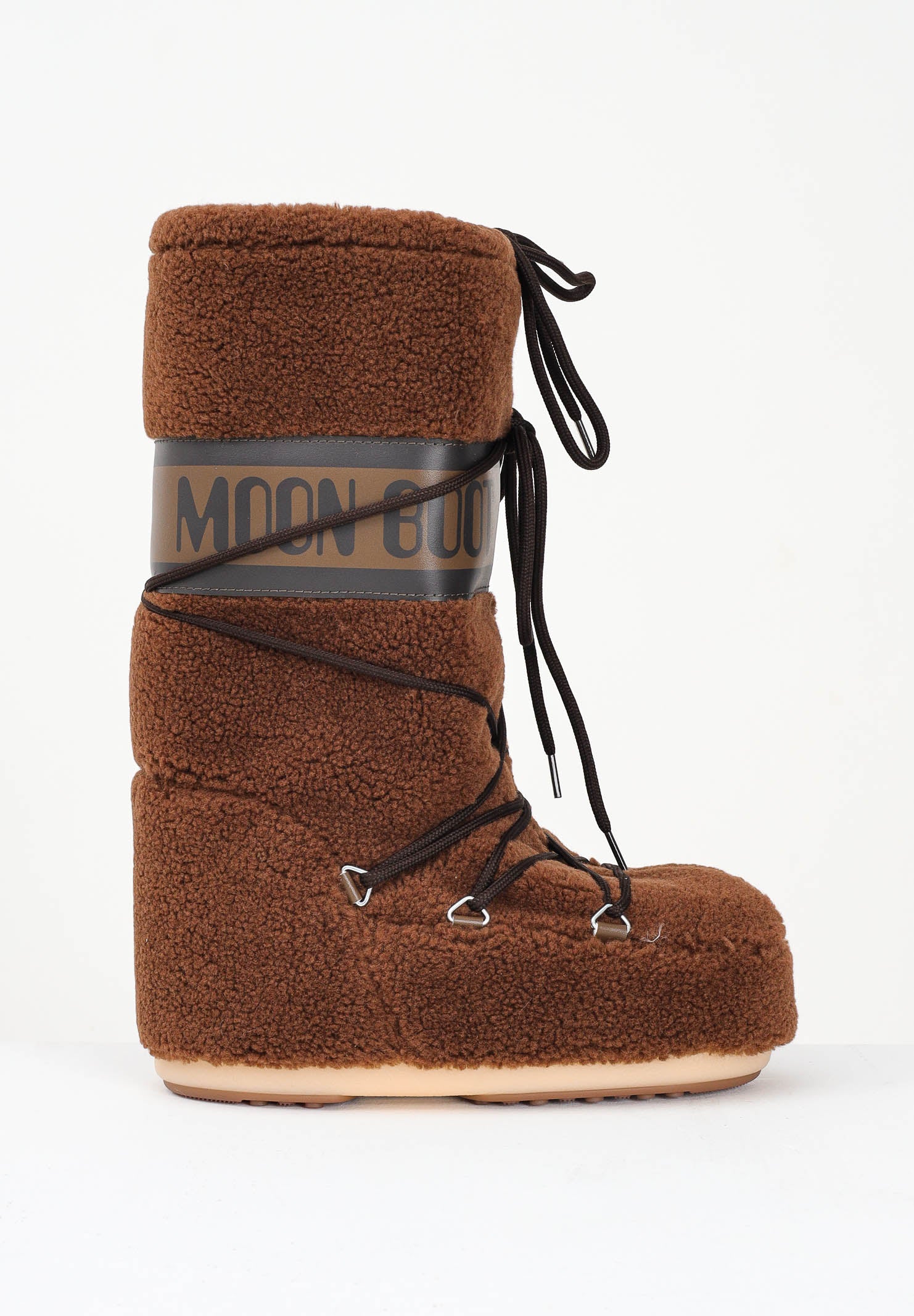 MOON BOOT Stivali da neve ICON in teddy marroni da donna 80D1403080 M004 MOON BOOT