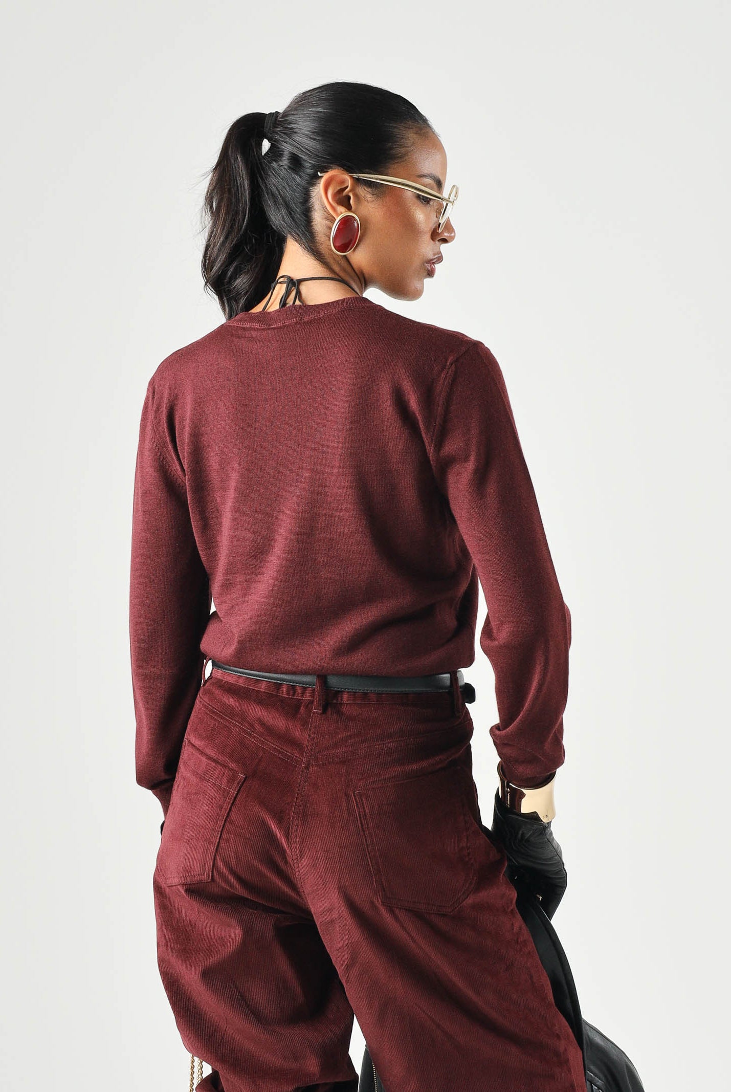 N°21 Maglione LOGO KNITTED SWEATER bordeaux per donna, ragazzi e bambini con logo N°21 ricamato sul davanti.<BR/> N210DVN0122 0N413 N21