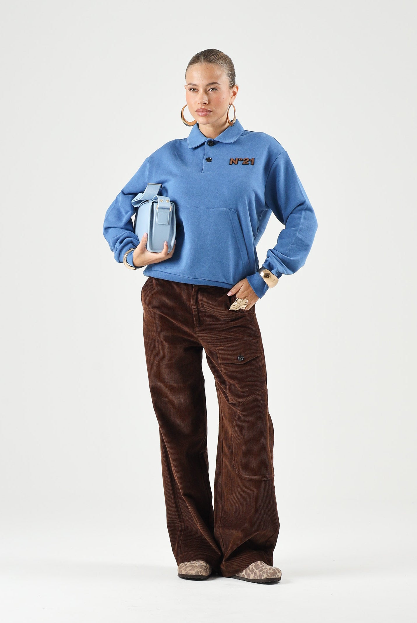 N21 Polo lapis Blue, colore azzurro per donna, ragazza e bambina con patchh logo N210E5N0522 0N827 N21
