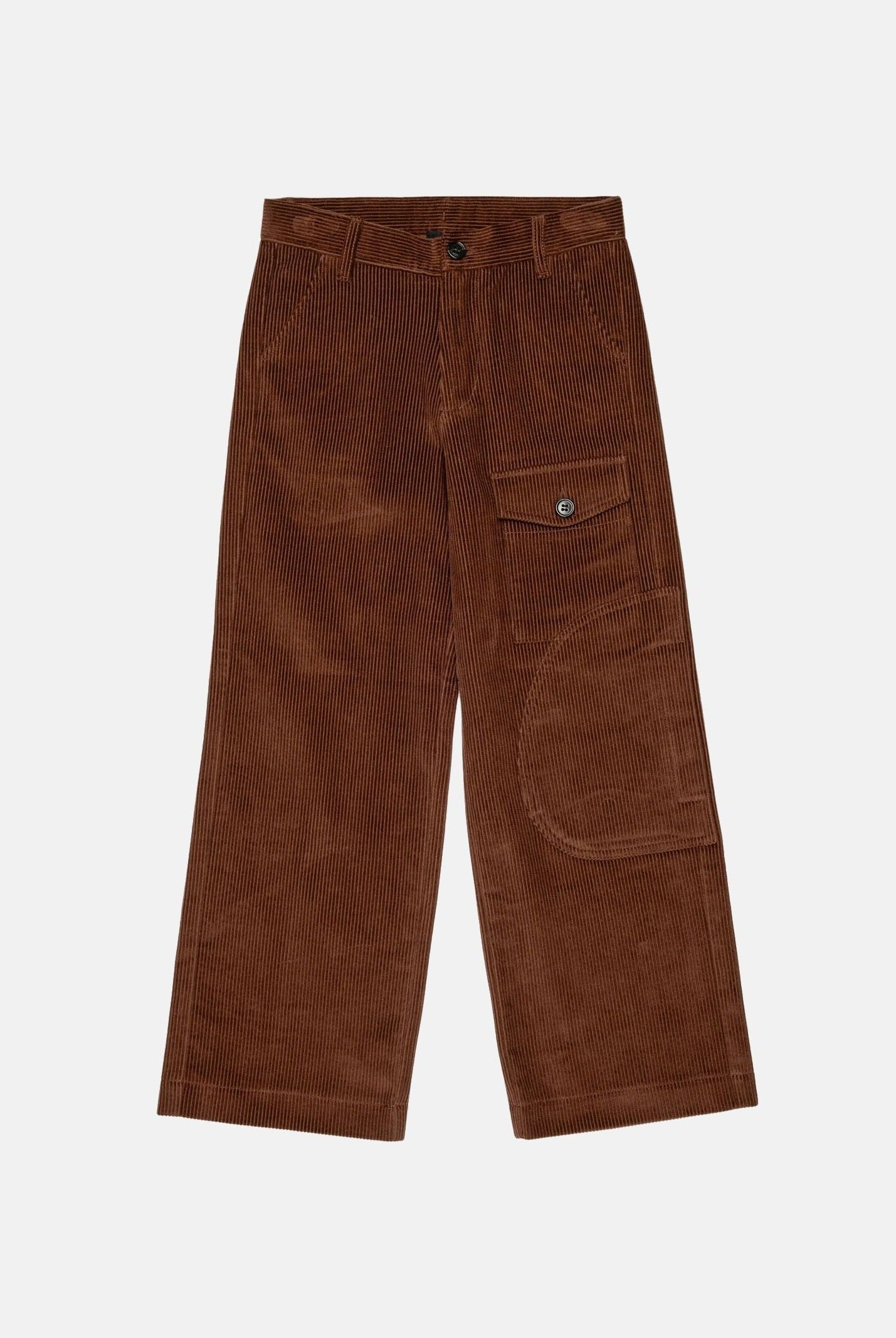 N°21 Jeans CORDUROY TROUSERS choccolate-marrone per donna, ragazzi e bambini con tasca cargo laterale e logo patch sul retro. N210ELN0526 0N721 N21