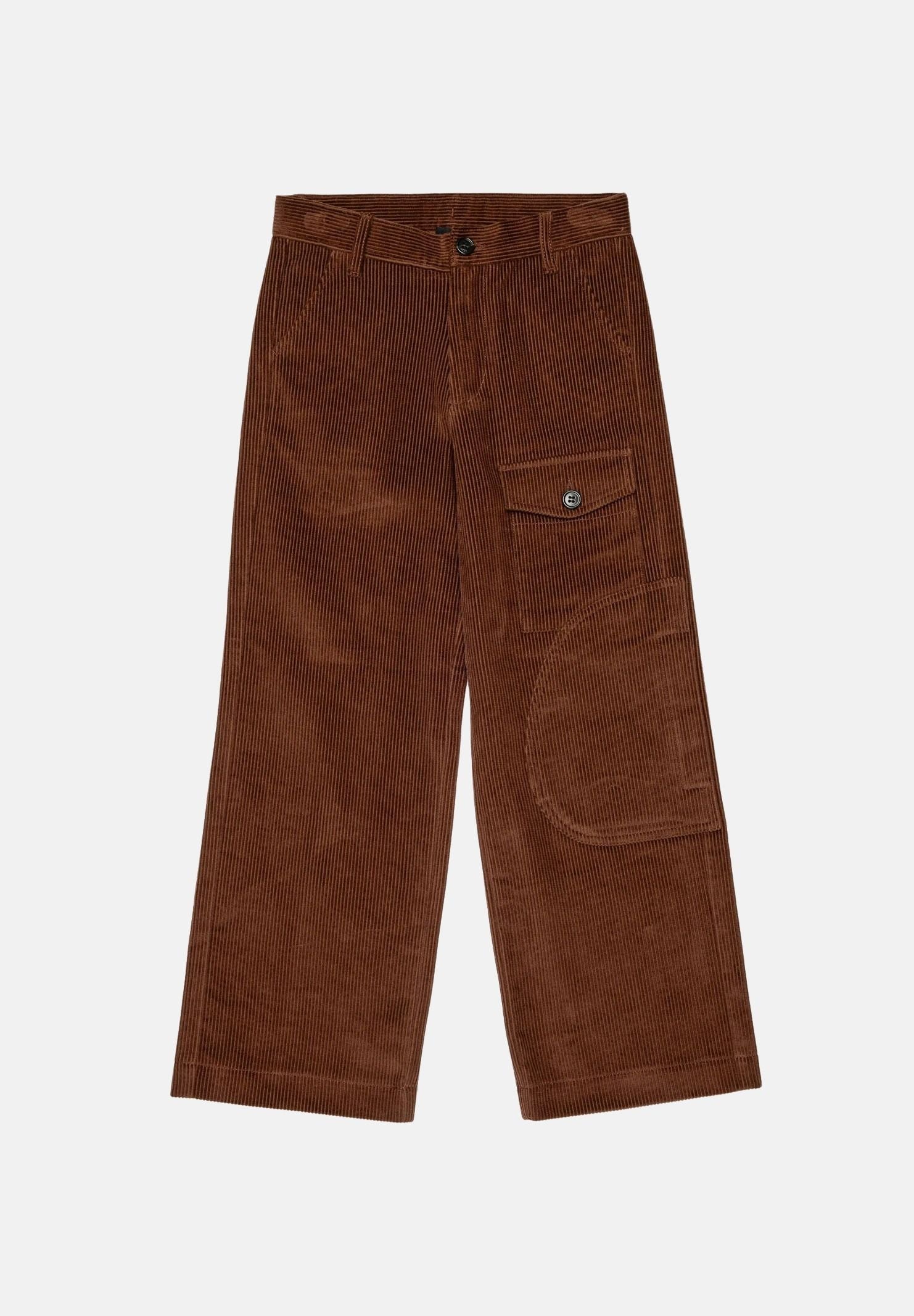 N°21 Jeans CORDUROY TROUSERS choccolate-marrone per donna, ragazzi e bambini con tasca cargo laterale e logo patch sul retro. N210ELN0526 0N721 N21