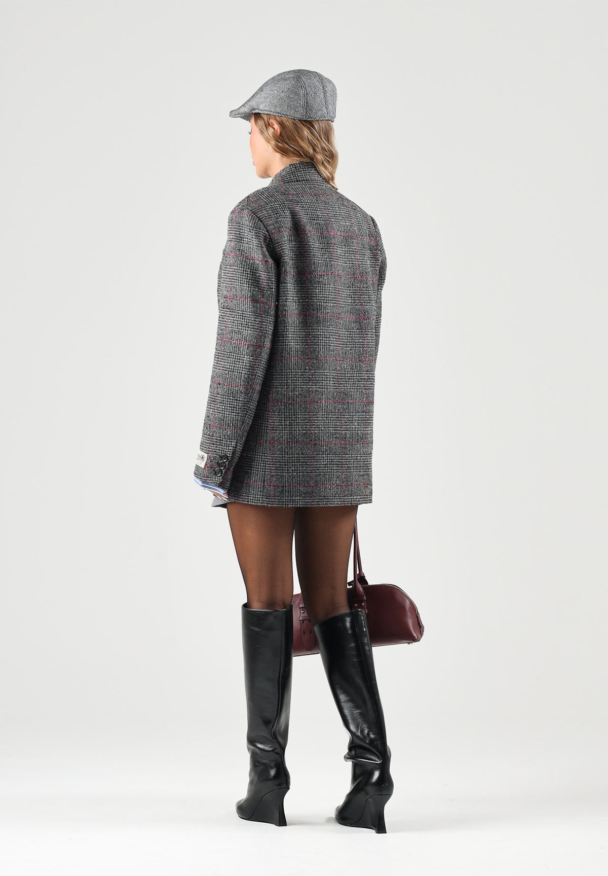 N21 Giacca doppiopetto dark grey-grigio per donna e ragazza con fantasia a quadri. N210EVN0525 0N926 N21