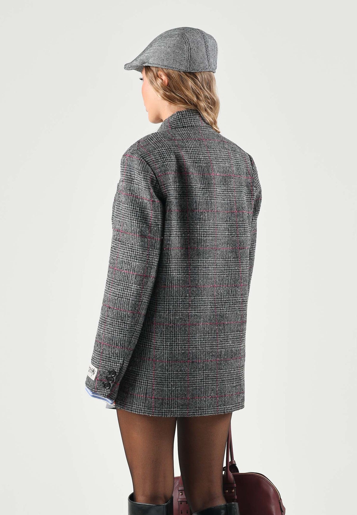 N21 Giacca doppiopetto dark grey-grigio per donna e ragazza con fantasia a quadri. N210EVN0525 0N926 N21