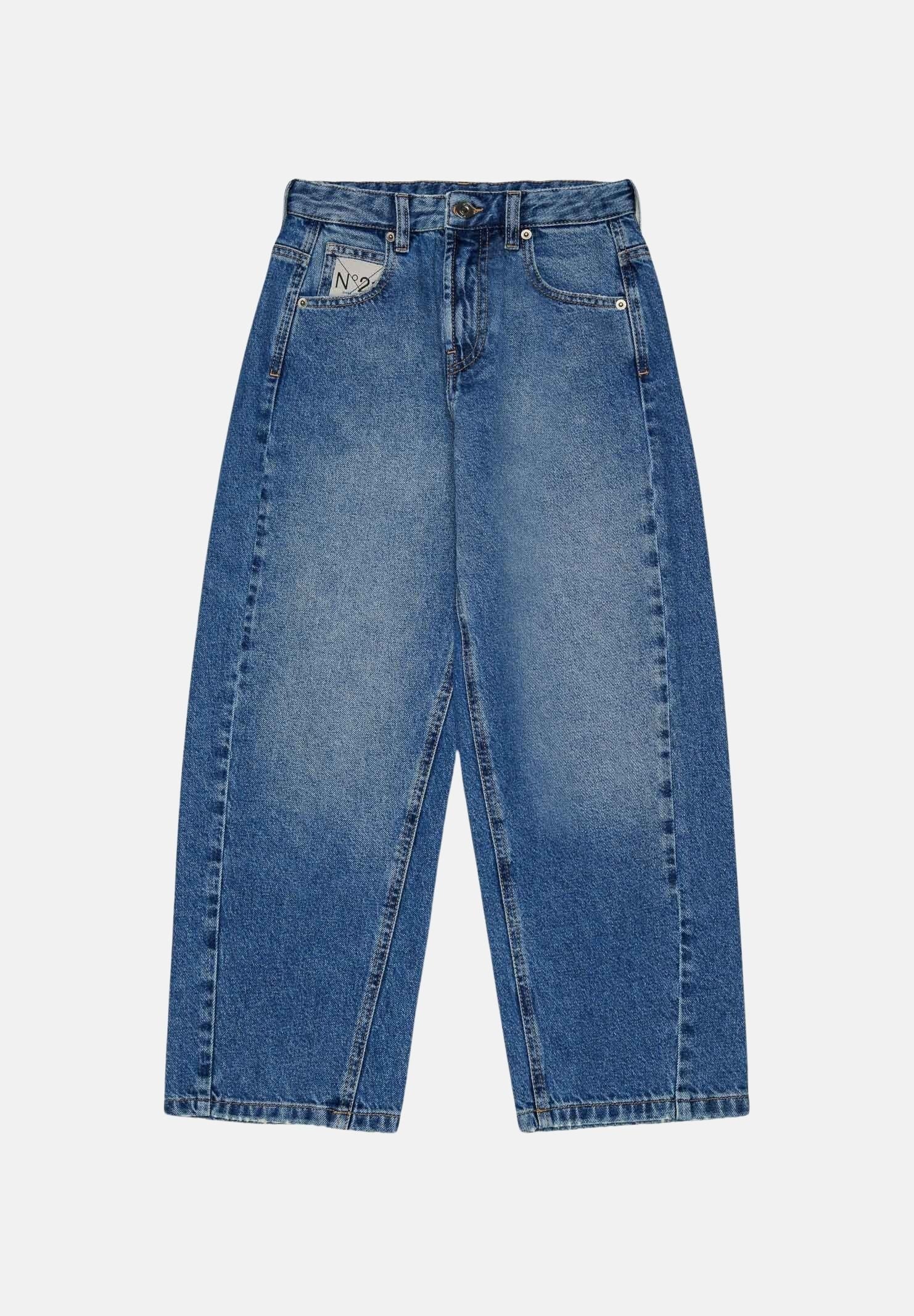 N°21 Jeans BOY'S FLARE blu-denim per donna, ragazzi e bambini con logo label frontale e gamba flare.<BR/> N210FBN0534 0N01 N21
