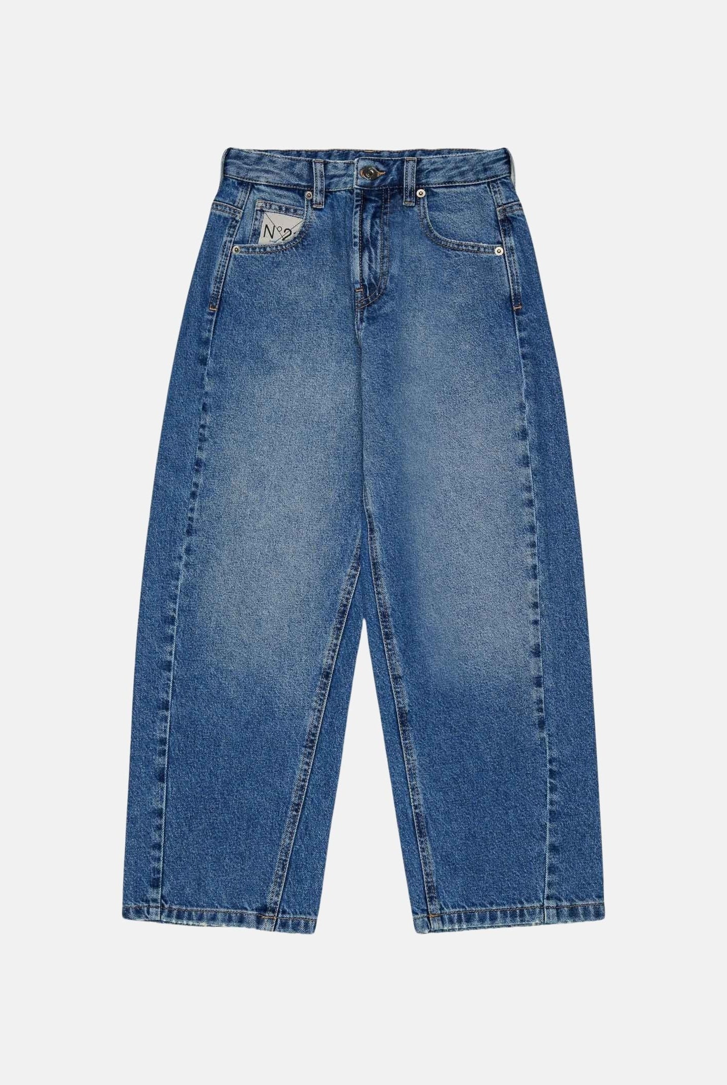 N°21 Jeans BOY'S FLARE blu-denim per donna, ragazzi e bambini con logo label frontale e gamba flare.<BR/> N210FBN0534 0N01 N21