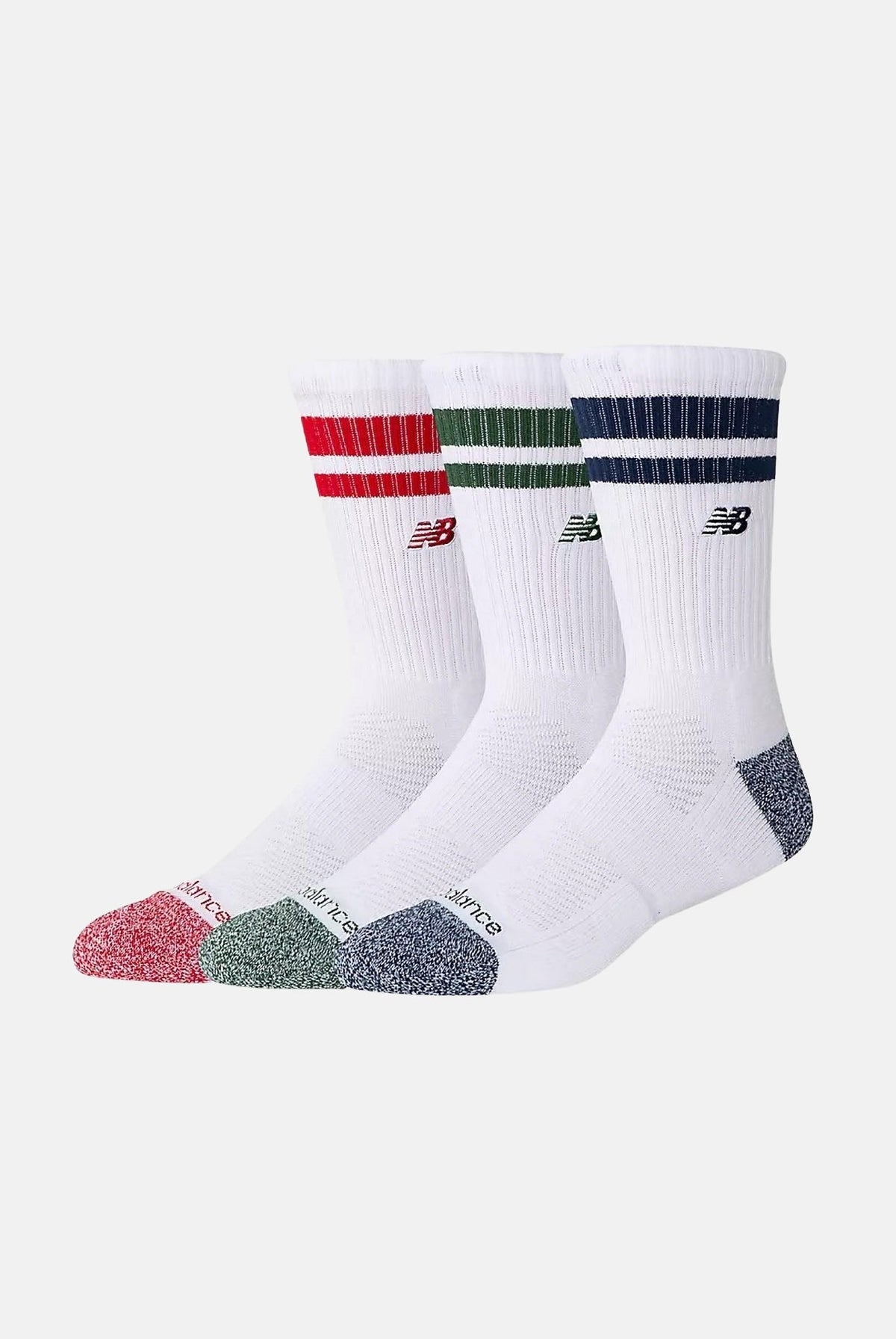 NEW BALANCE Calzini ACTIVE PREMIUM STRIPE CREW ( 3 paia) bianchi per uomo e donna LAS35210AS1 . NEW BALANCE