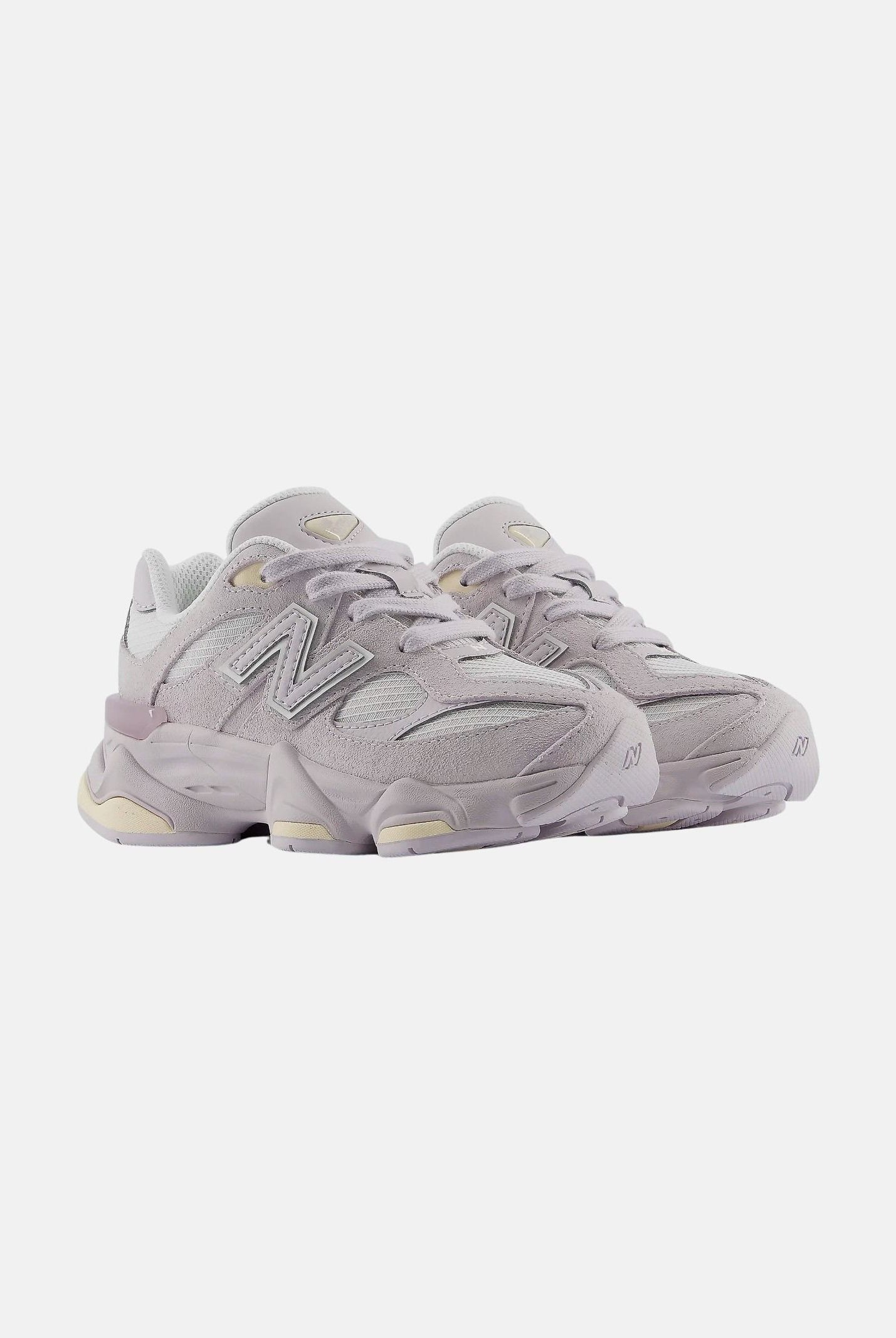 NEW BALANCE Sneakers 9060 LACE Horizon Grey with Calcium, grigio chiaro e lilla da bambina P90608D9 . NEW BALANCE
