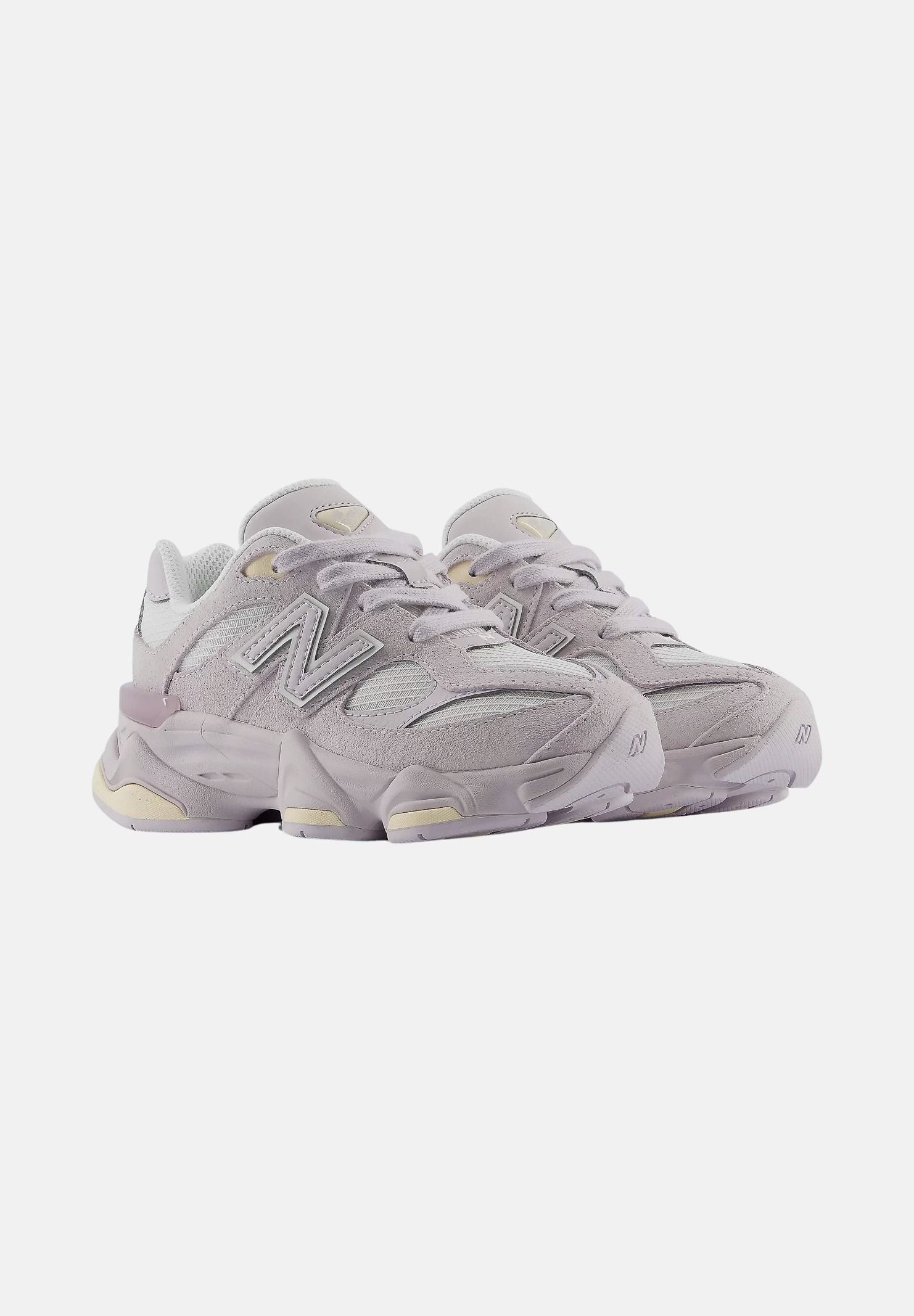 NEW BALANCE Sneakers 9060 LACE Horizon Grey with Calcium, grigio chiaro e lilla da bambina P90608D9 . NEW BALANCE