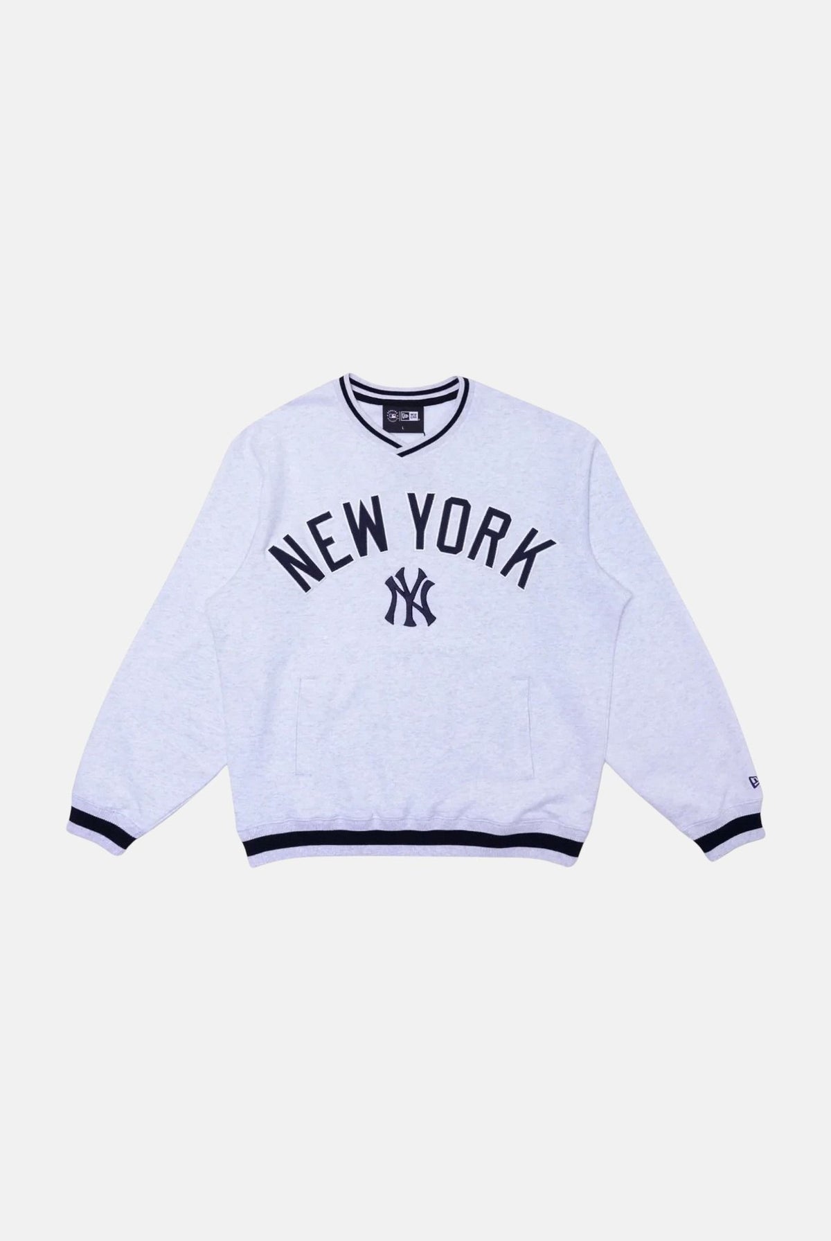 NEW ERA Felpa girocollo NEW YORK YANKEES grigio per uomo e donna con maxi logo 14959696 . NEW ERA