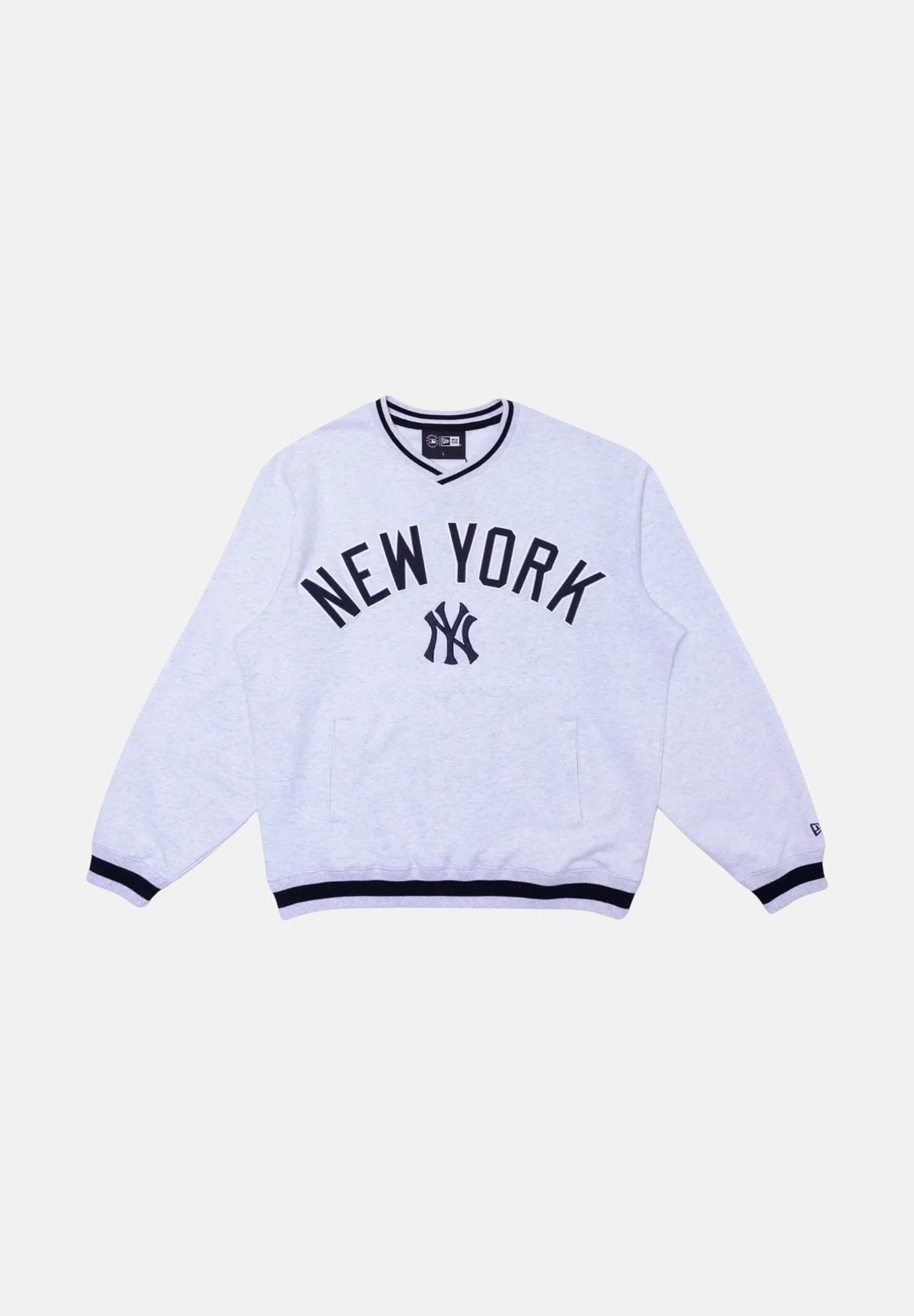 NEW ERA Felpa girocollo NEW YORK YANKEES grigio per uomo e donna con maxi logo 14959696 . NEW ERA