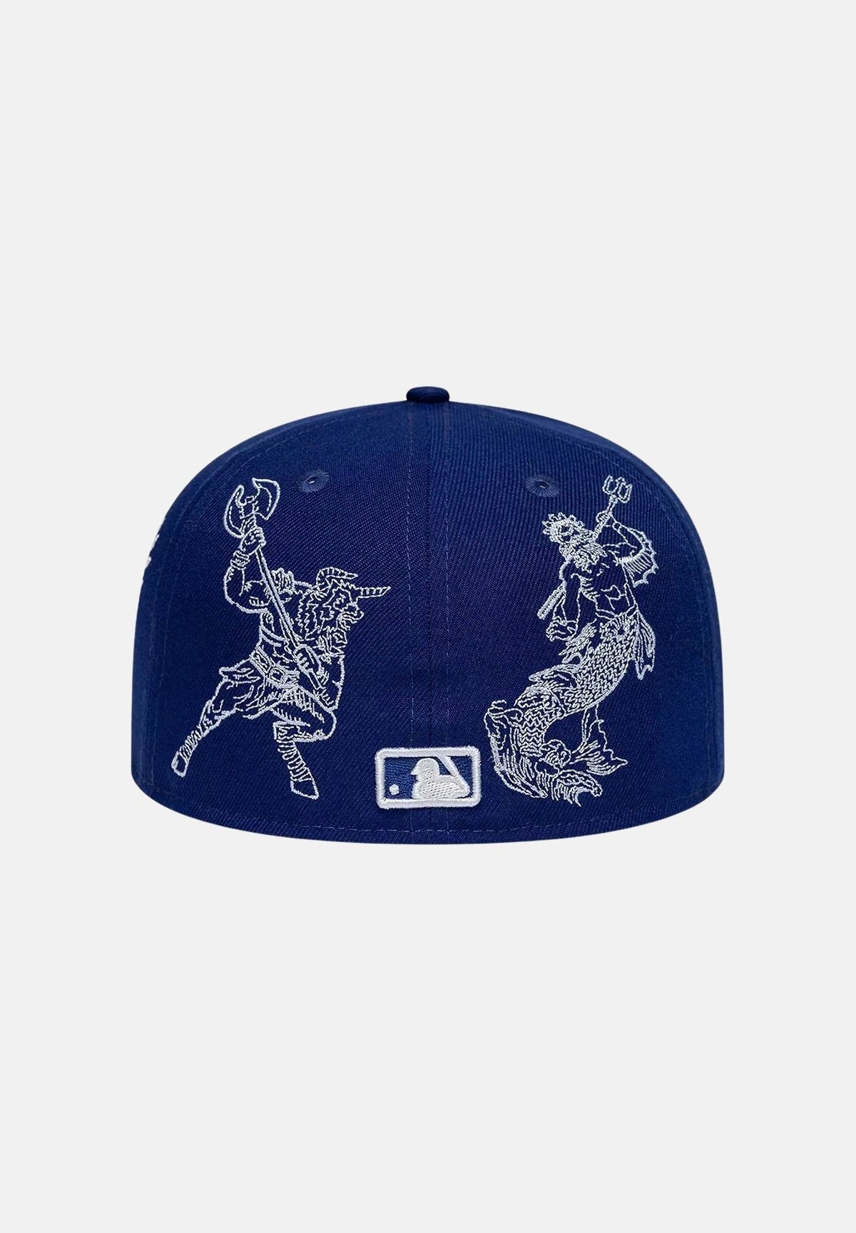 NEW ERA Cappello 59FIFTY MLB MYTHICAL LA DODGERS Dark Blue blu scuro uomo donna con visiera piatta e ricami mitologici. 60667625 . NEW ERA