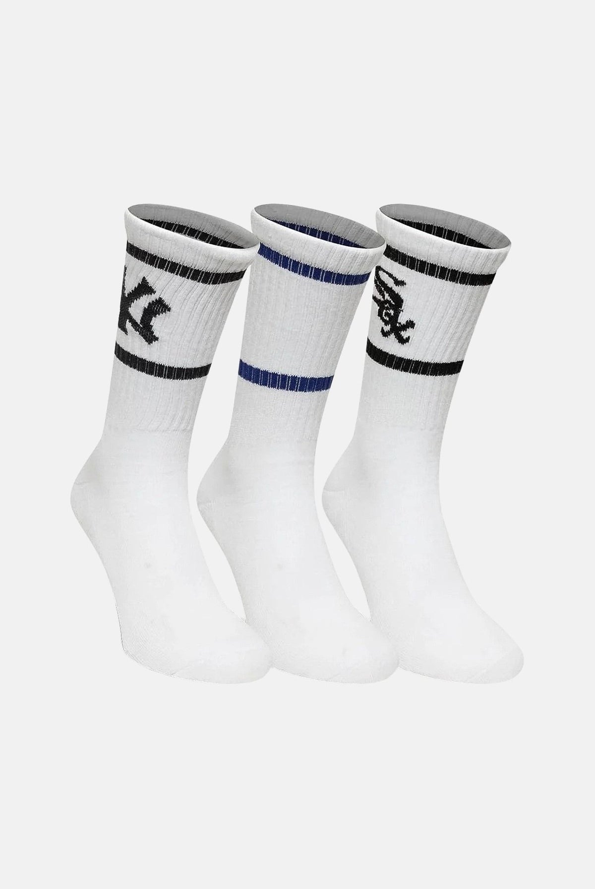 NEW ERA Set 3 paia calzini sportivi TEAM STRIPE bianchi per uomo e donna con iconico logo laterale 60897362 . NEW ERA