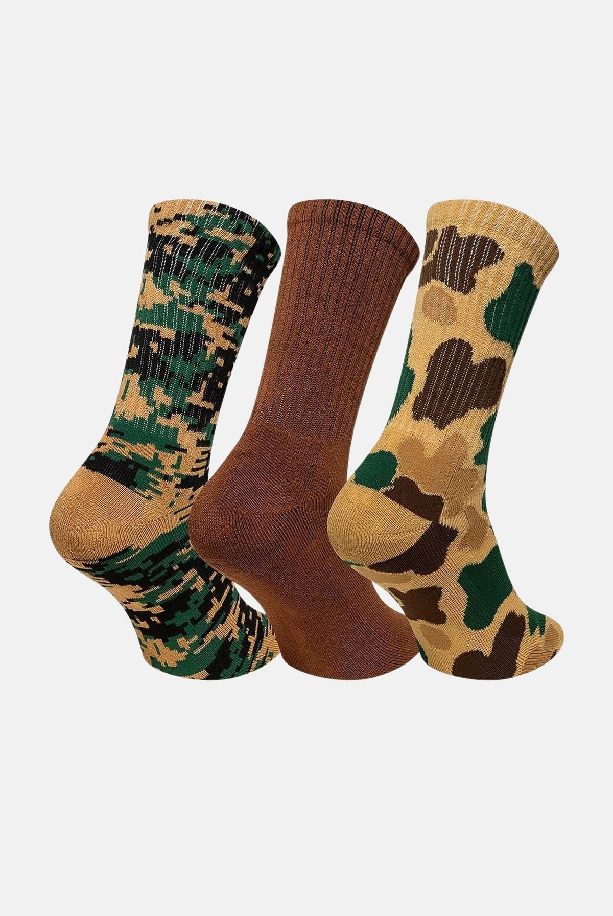 NEW ERA Set 3 paia calzini sportivi TEAM STRIPE marroni per uomo e donna con fantasia camouflage e dettagli a costine 60897363 . NEW ERA