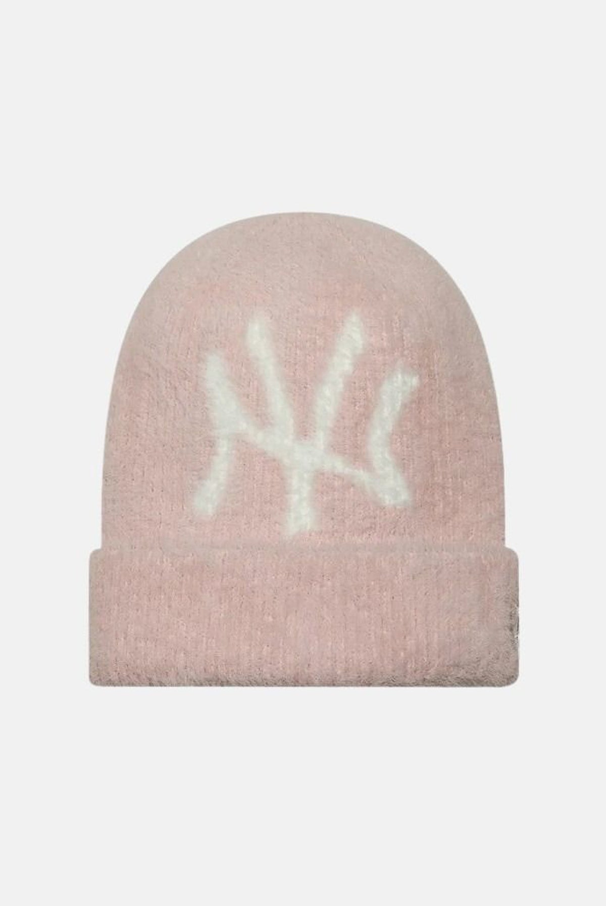 NEW ERA Berretto di lana Beanie rosa per donna con risvolto e maxi logo NY ricamato a contrasto. 60915884 . NEW ERA