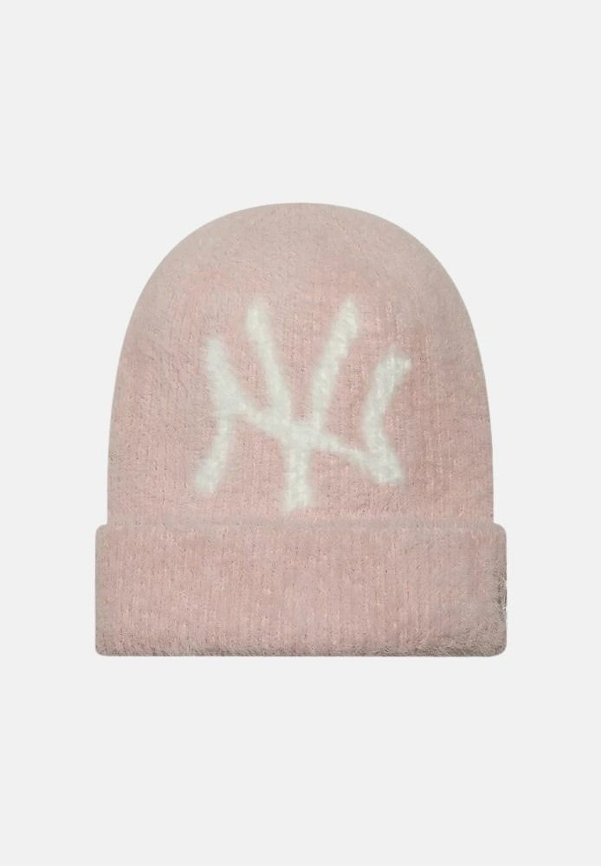 NEW ERA Berretto di lana Beanie rosa per donna con risvolto e maxi logo NY ricamato a contrasto. 60915884 . NEW ERA
