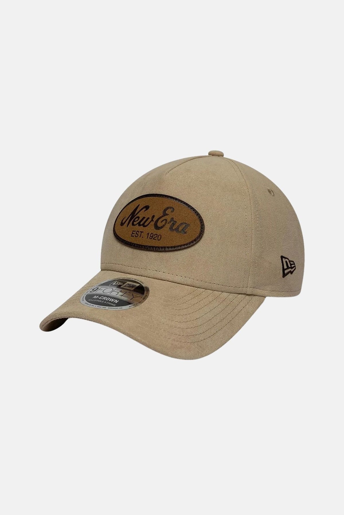 NEW ERA Cappello con visiera 9FORTY M-CROWN A-FRAME FAUX SUEDE STN beige chiaro per uomo e donna con patch ovale e visiera curva. 60960244 . NEW ERA