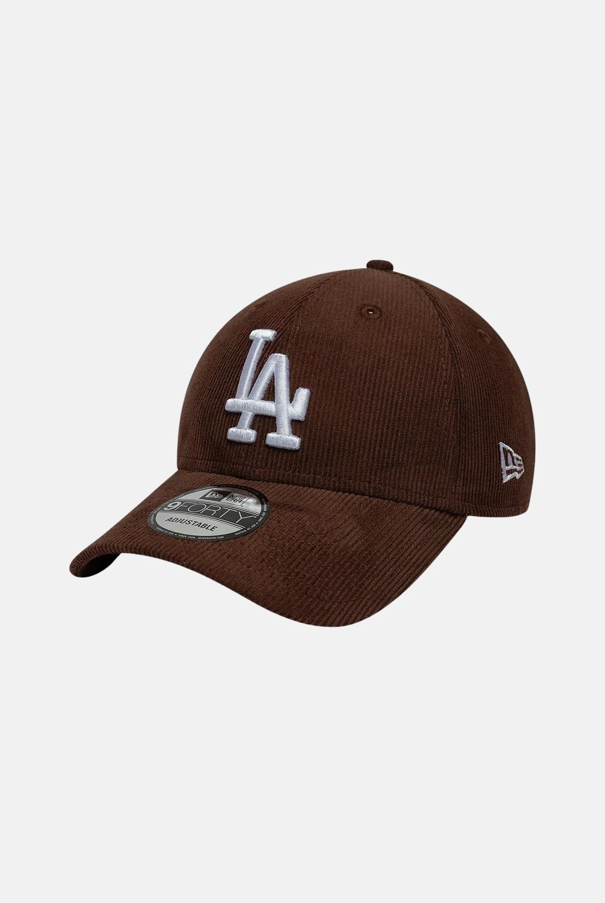 NEW ERA Cappello 9FORTY LA DODGERS MLB CORD Brown marrone per uomo e donna in velluto a coste, con logo LA bianco, visiera curva e chiusura snapback.<BR/> 60960308 . NEW ERA