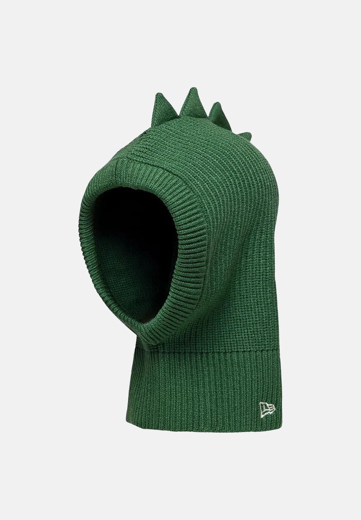 NEW ERA Balaclava DINO Dark Green verde scuro da bambino e bambina in maglia a coste, con cresta da dinosauro e logo ricamato.<BR/> 60960336 . NEW ERA