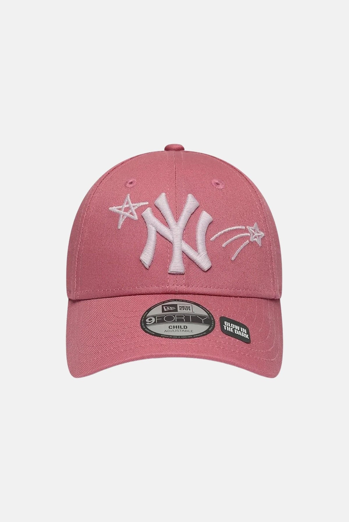 NEW ERA Cappellino 9FORTY MLB SPACE GLOW IN THE DARK Pink rosa per bambina, con visiera curva e dettagli luminosi.<BR/> 60960338 . NEW ERA