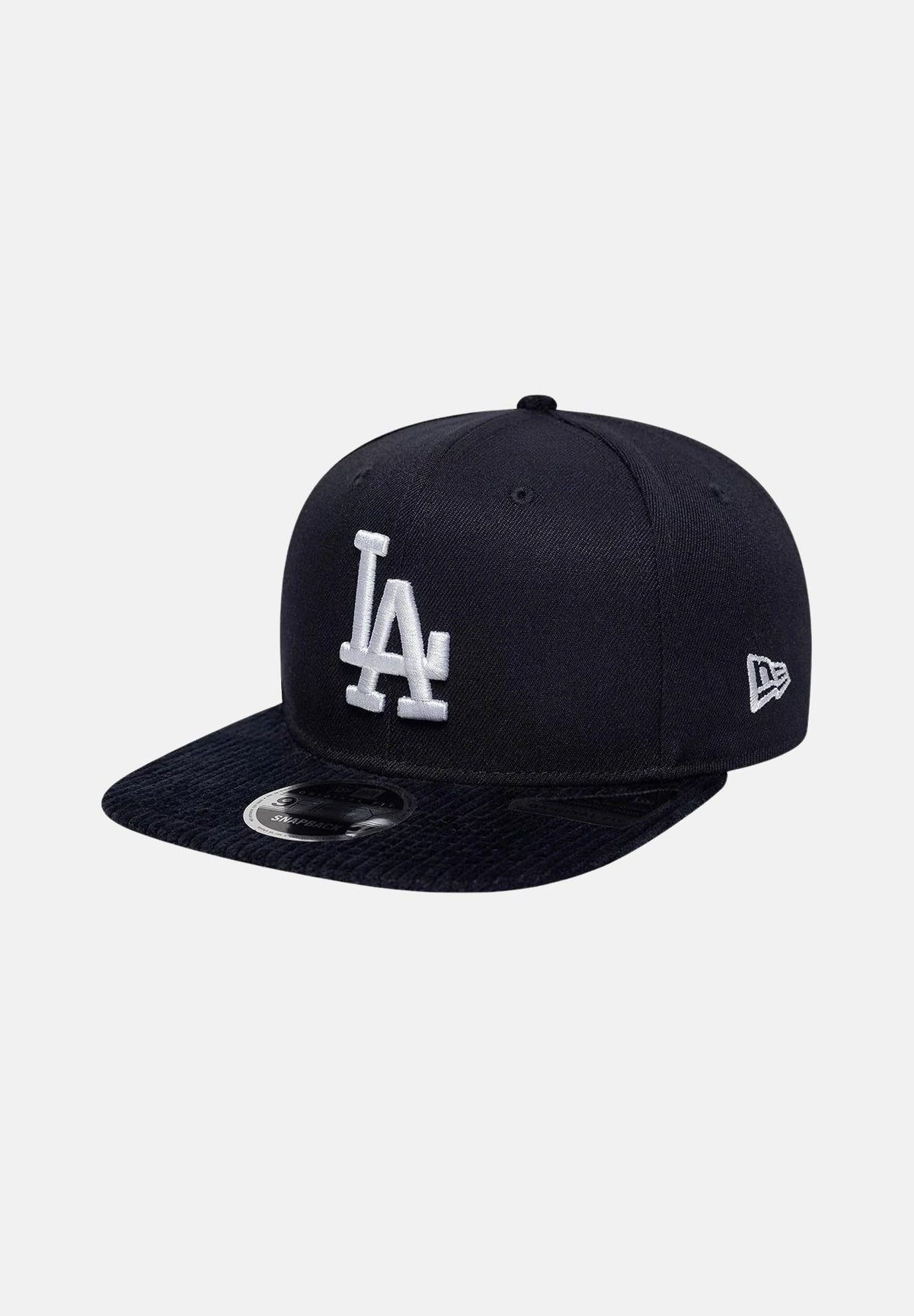NEW ERA Cappello 9FIFTY CORD VISOR LA DODGERS Navy blu scuro per uomo e donna, con visiera piatta in velluto a coste e logo LA ricamato. 60960353 . NEW ERA
