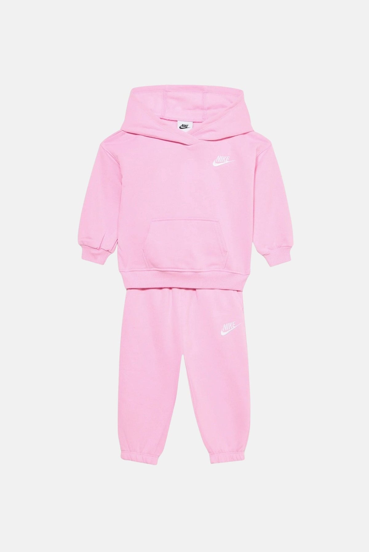 NIKE Tuta Club Fleece Oversized rosa per neonato con felpa con cappuccio e pantaloni jogger. 66P403 AAH NIKE