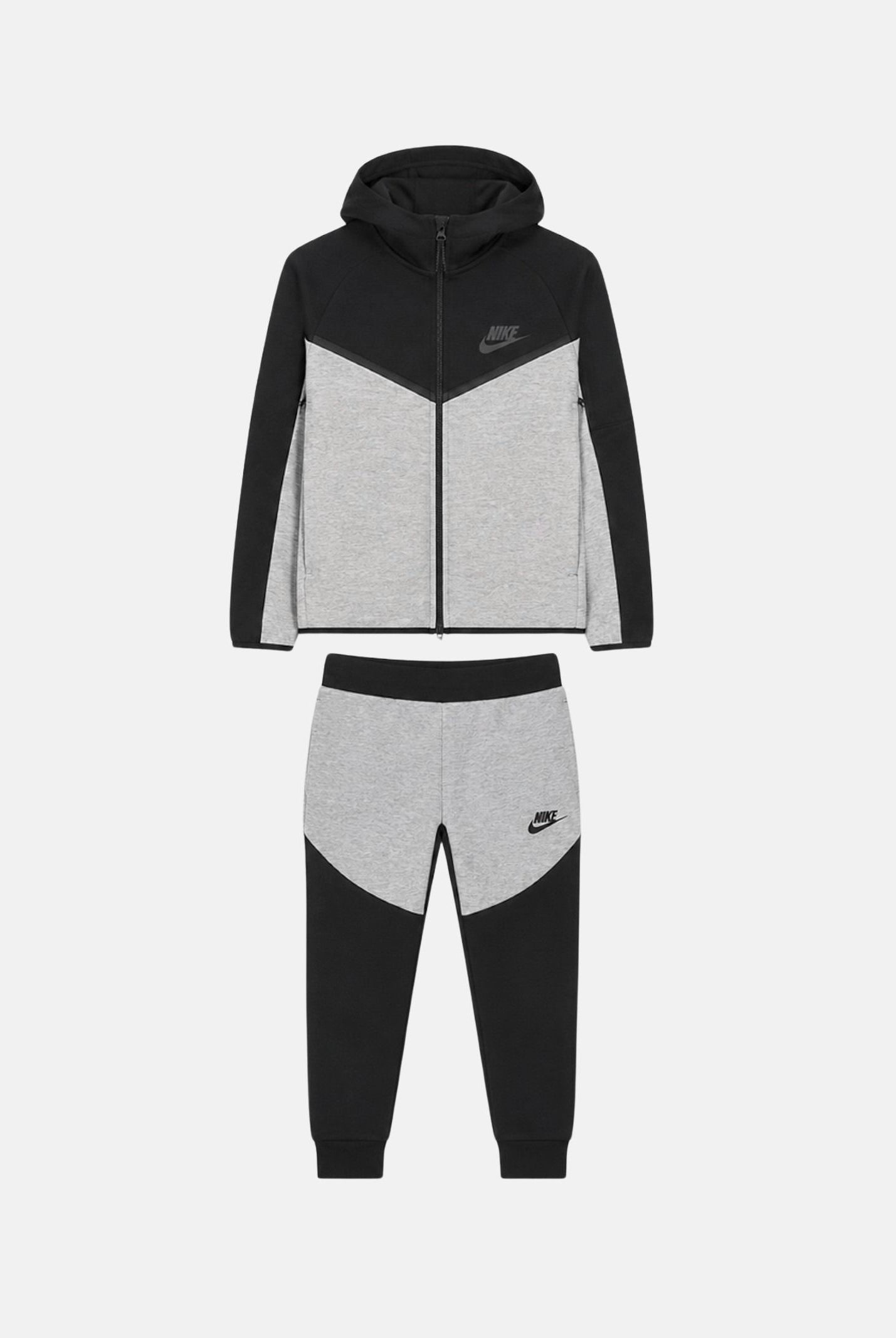 NIKE Tuta Tech Fleece nera e grigia per bambino e bambina con logo 86M880 K90 NIKE