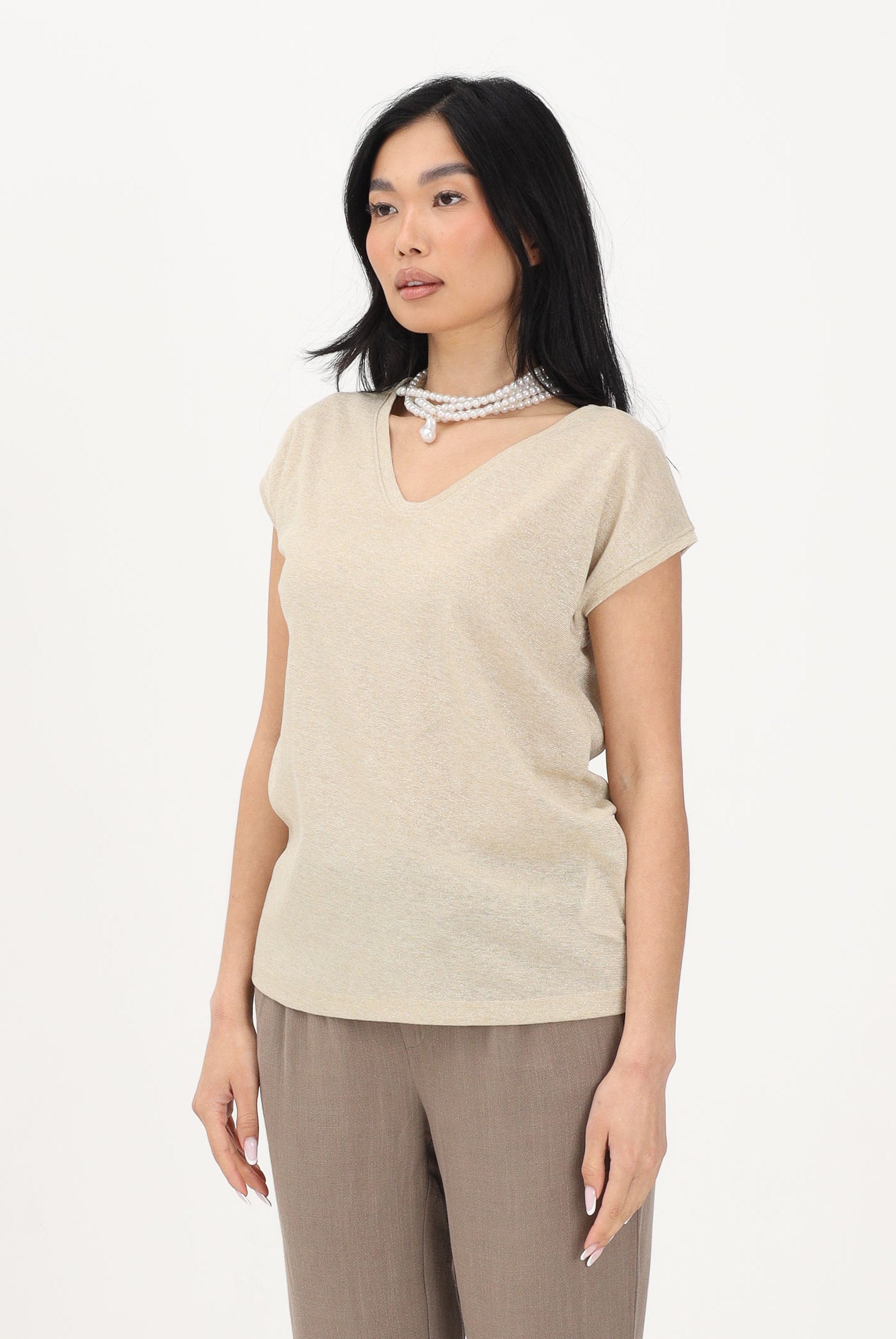 ONLY T-shirt a manica corta oro da donna 15136069 GOCO ONLY