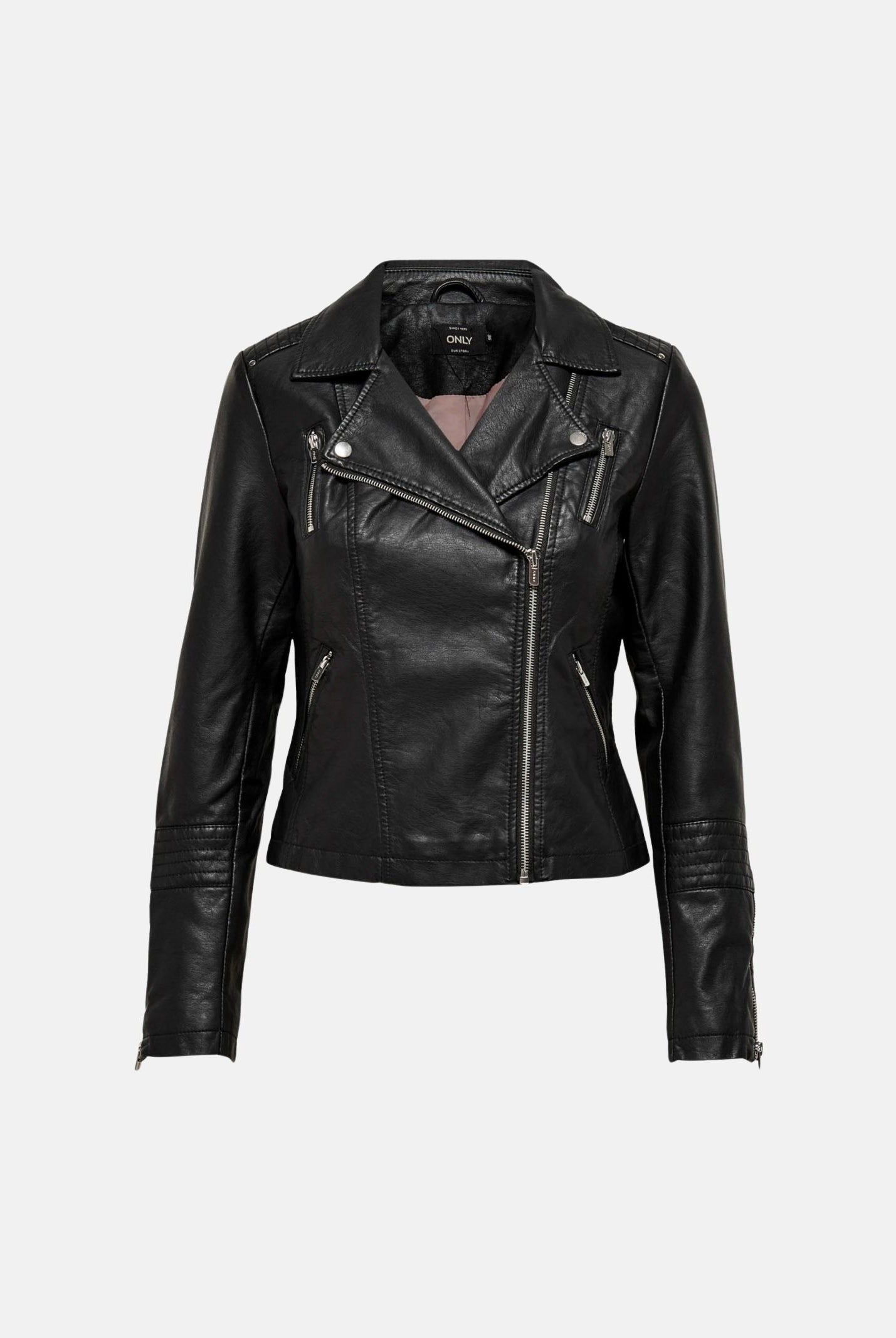 ONLY Giubbotto ONLGEMMA similpelle nero da donna effetto biker tinta unita. 15153079 BL ONLY