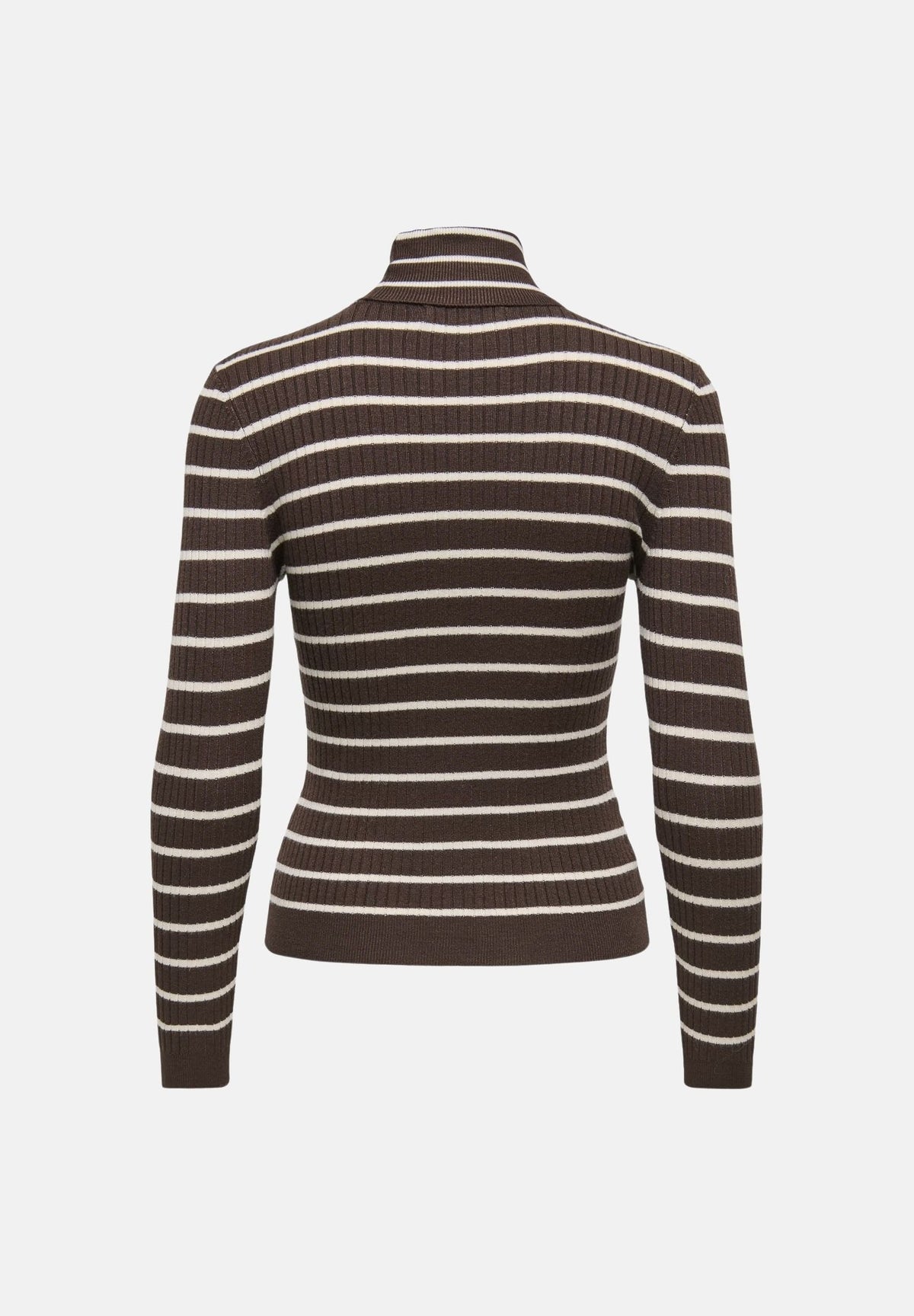 ONLY Dolcevita basico marrone per donna con collo alto e righe orizzontali a contrasto. 15165075 COBE ONLY